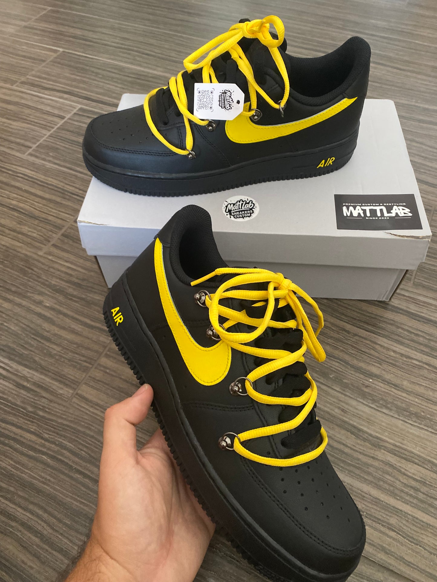 🟡 Air Force 1 Custom “Black & Yellow” 🖤