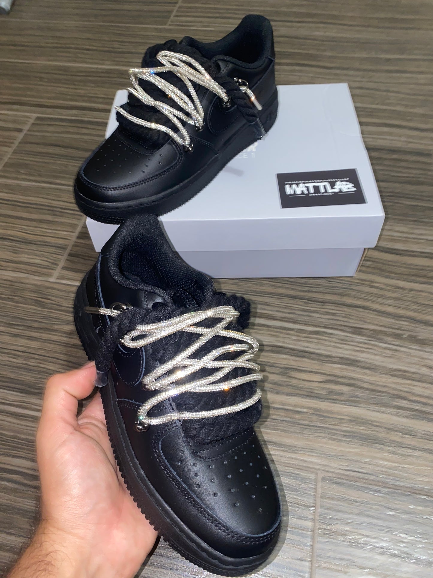 Airforce 1 Custom Black Swarovski πβ¨