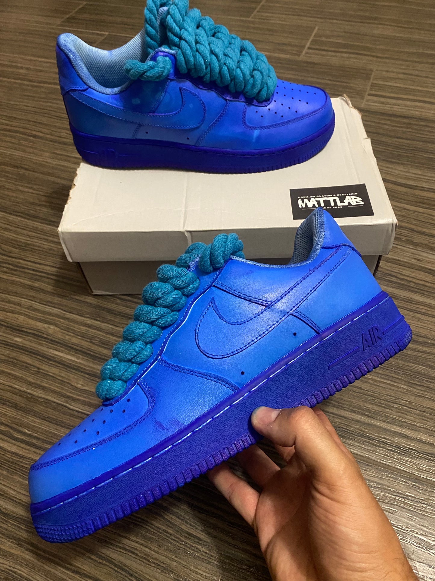 🔵 Air Force 1 Fat Custom “Blue Wave”