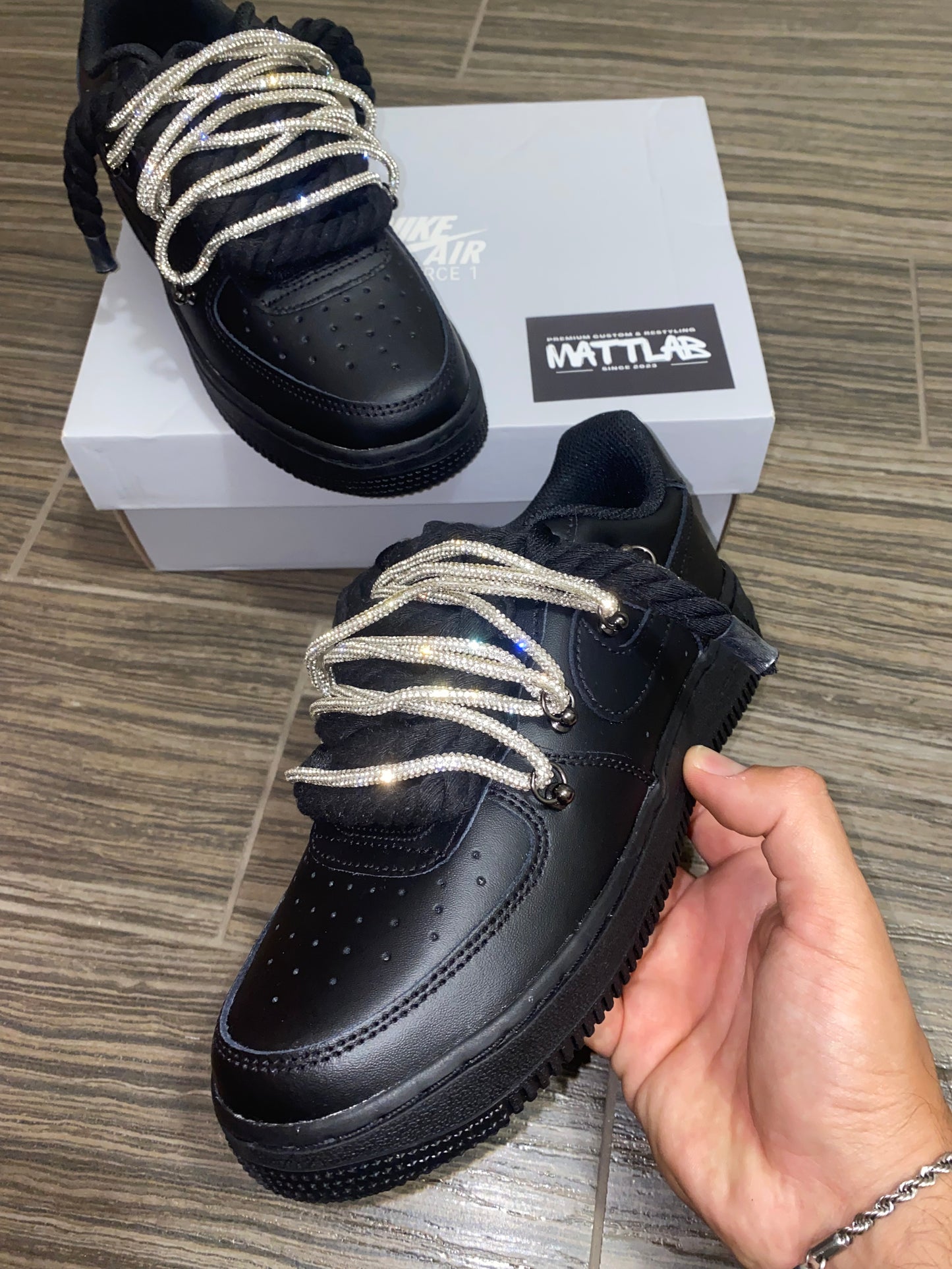 Airforce 1 Custom Black Swarovski πβ¨