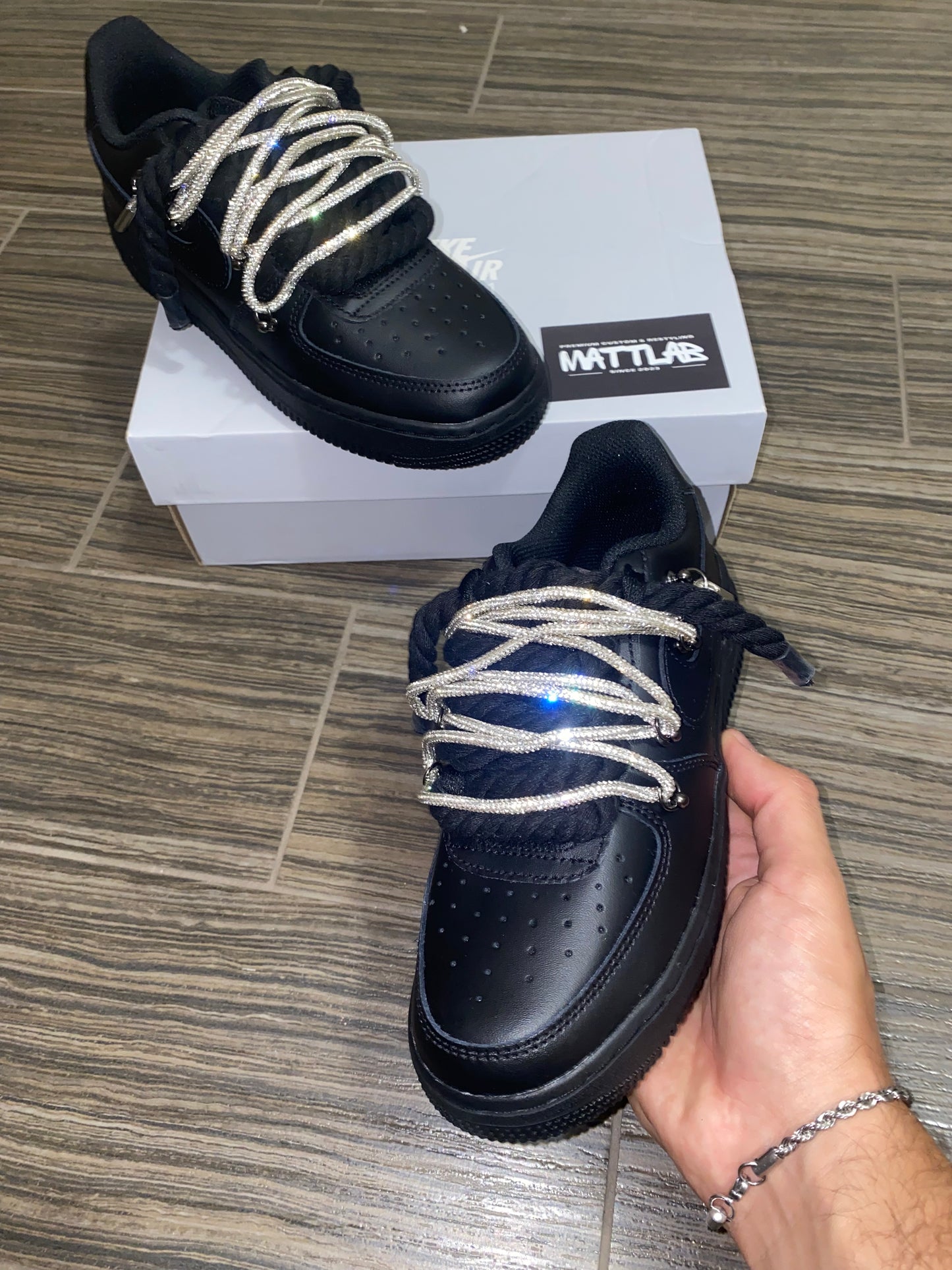Airforce 1 Custom Black Swarovski πβ¨