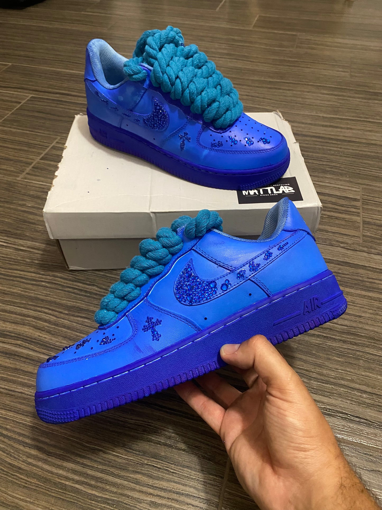 🔷 Air Force 1 Custom “Blue Diamond Faith” ✨