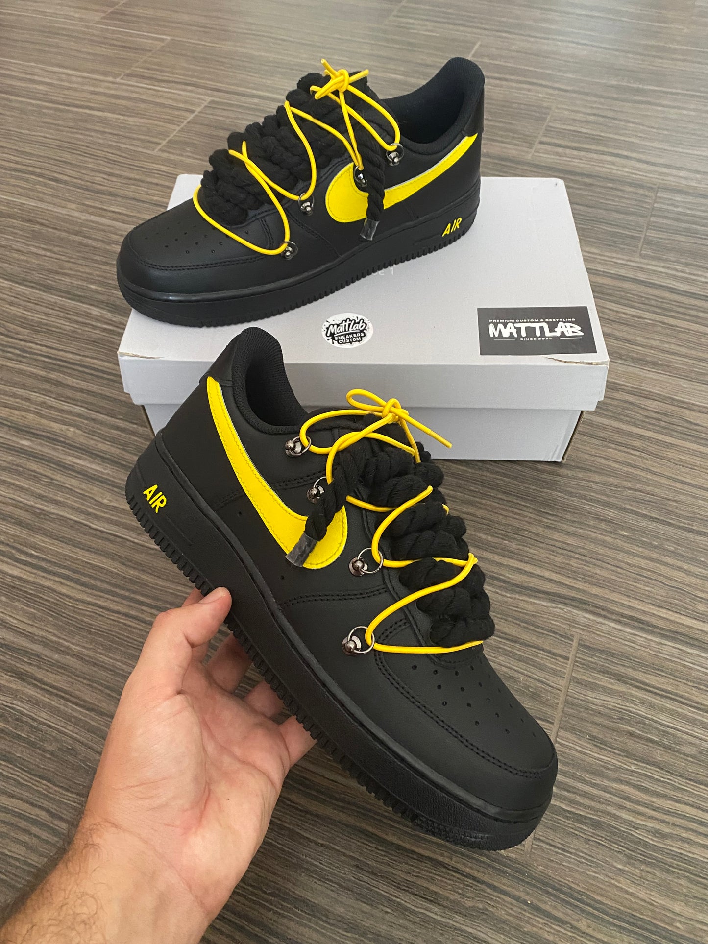 🟡 Air Force 1 Custom “Black & Yellow” 🖤