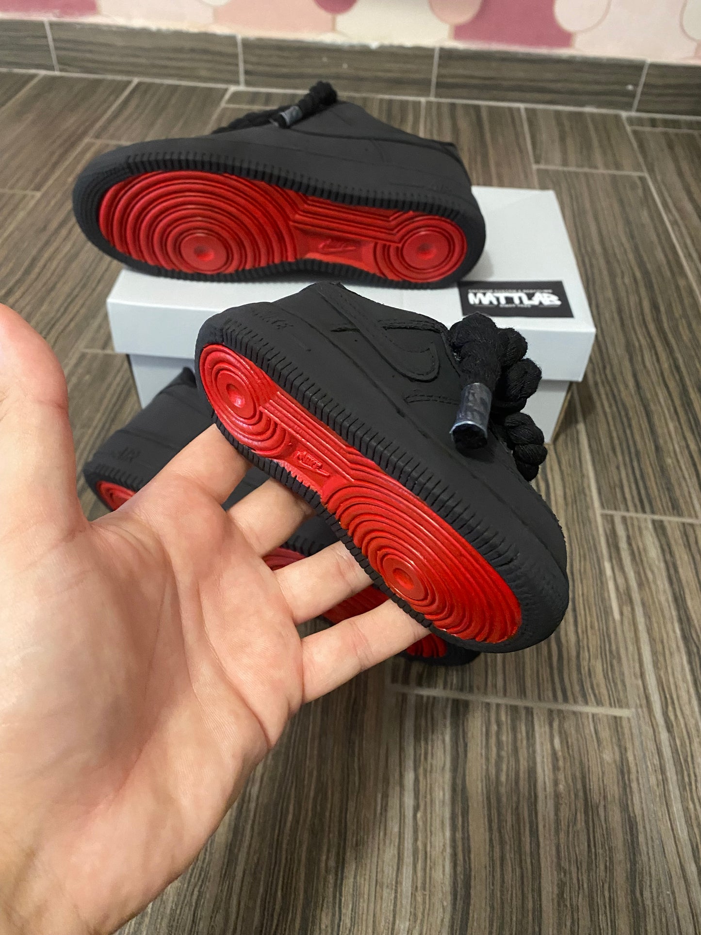 🖤 Air Force 1 Baby Custom “Shadow Flame” 🔴