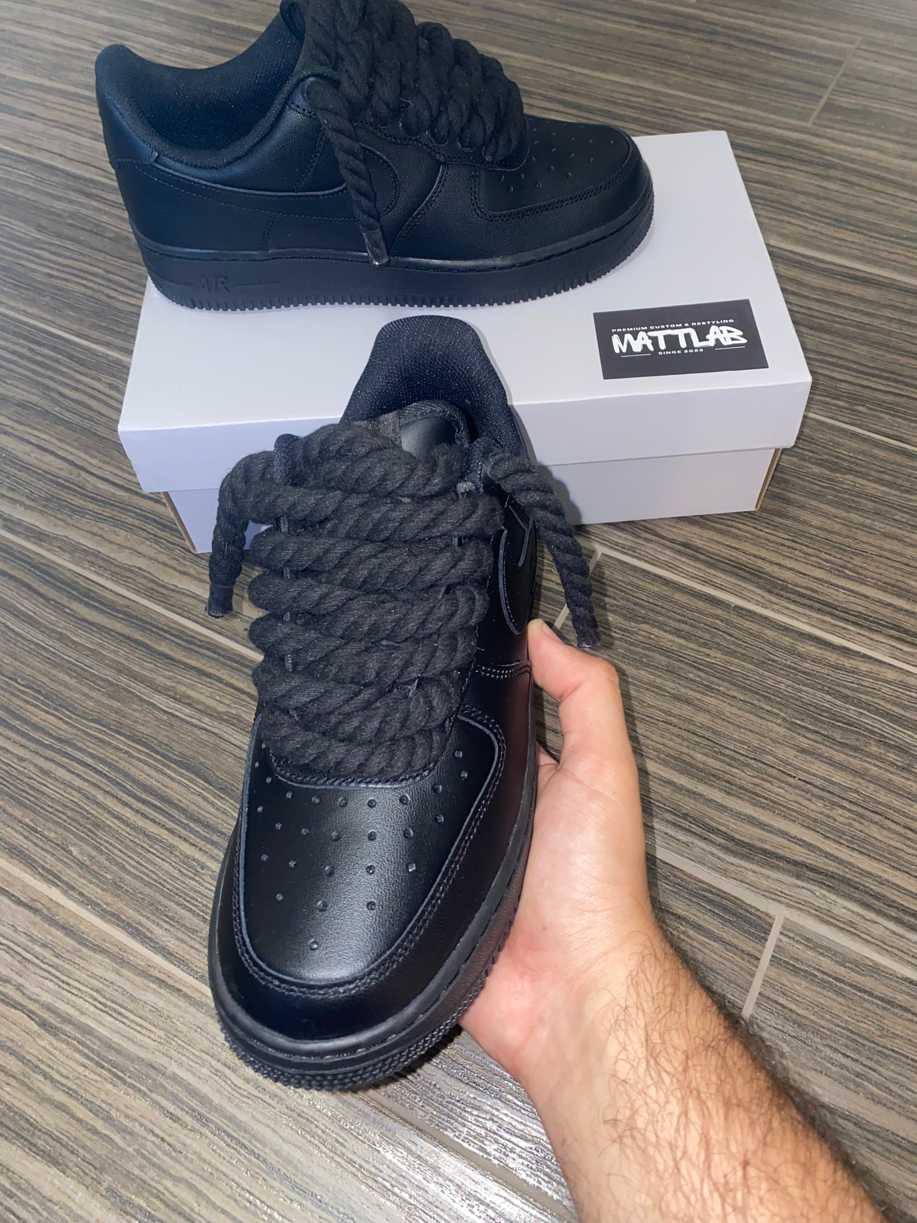⚫️ Air Force 1 Custom “Black Rope” 🪢