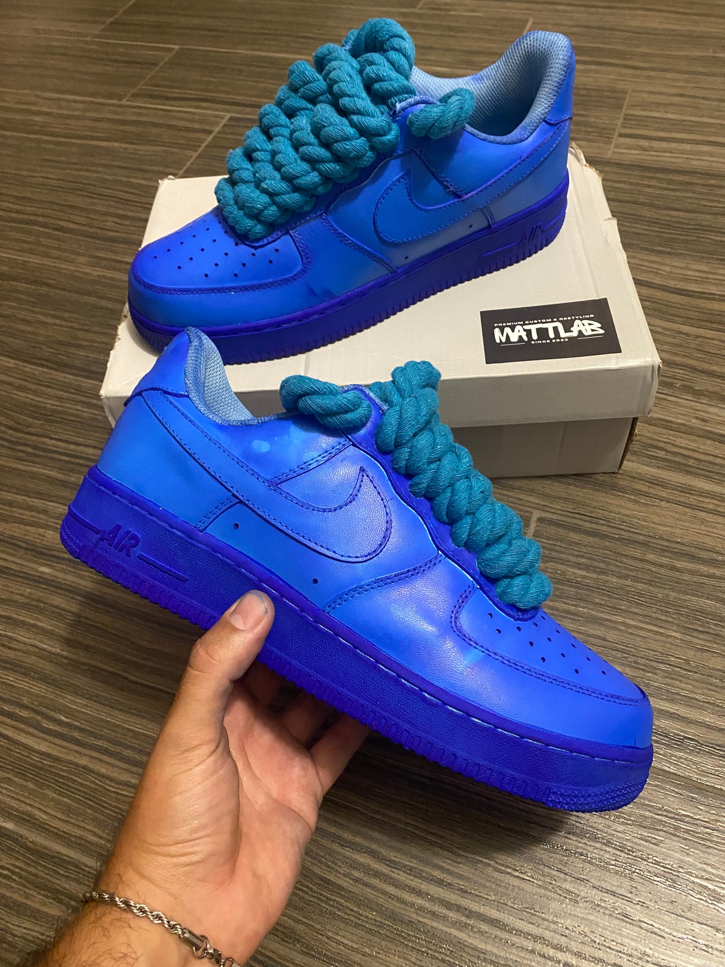 🔵 Air Force 1 Fat Custom “Blue Wave”