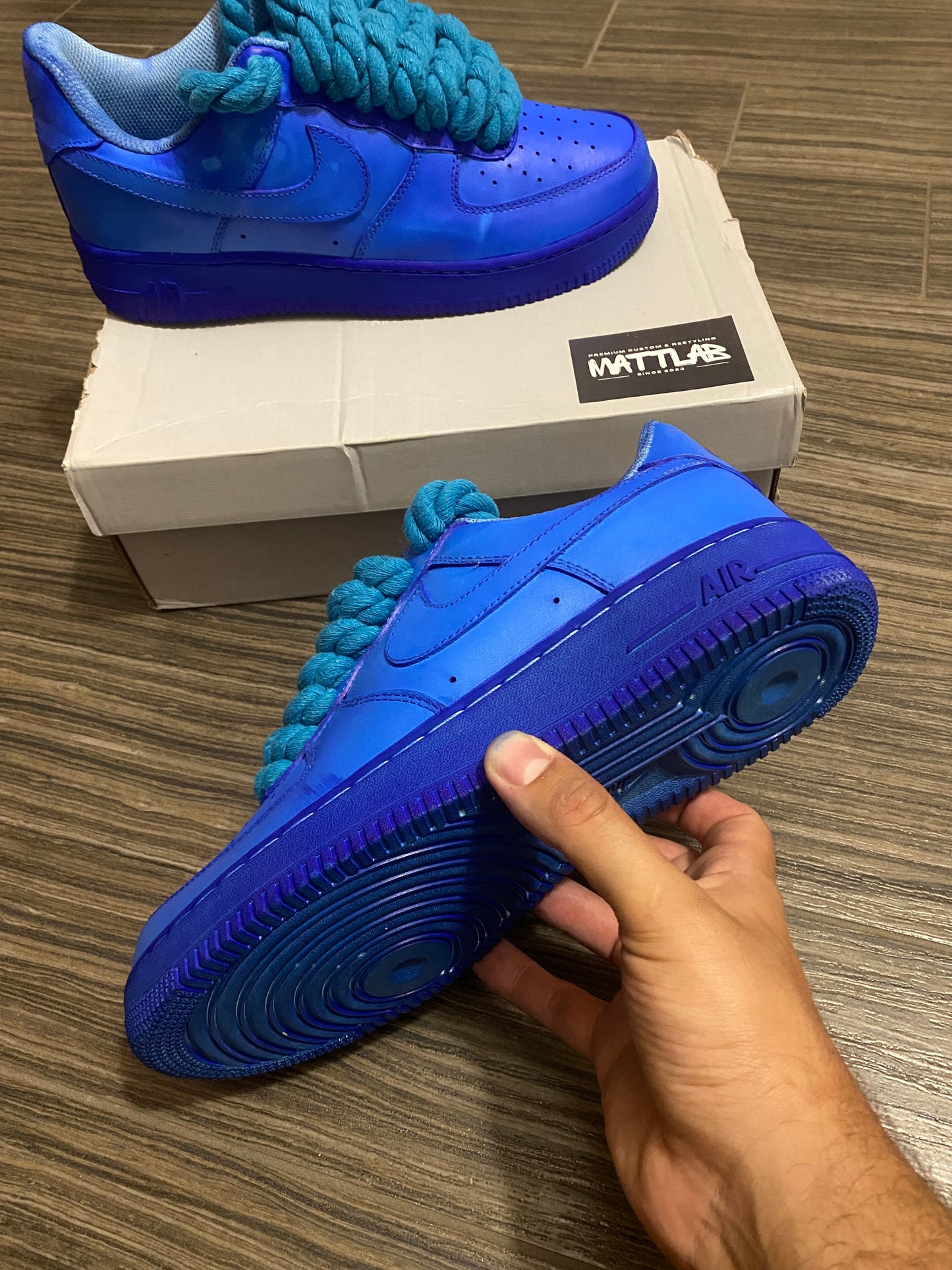 🔵 Air Force 1 Fat Custom “Blue Wave”