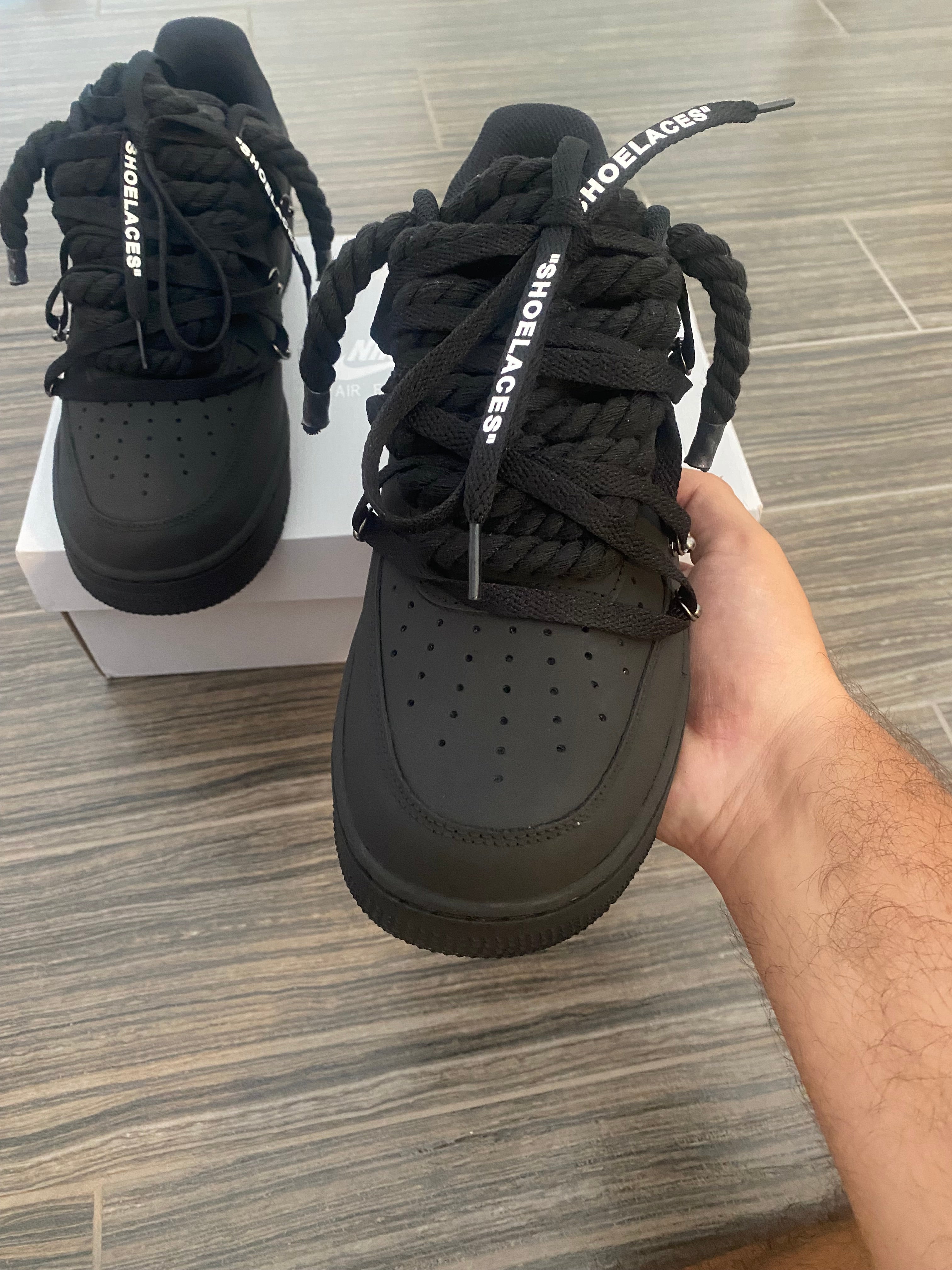 Air Force 1 Custom Nero opaco Rope e overlaces