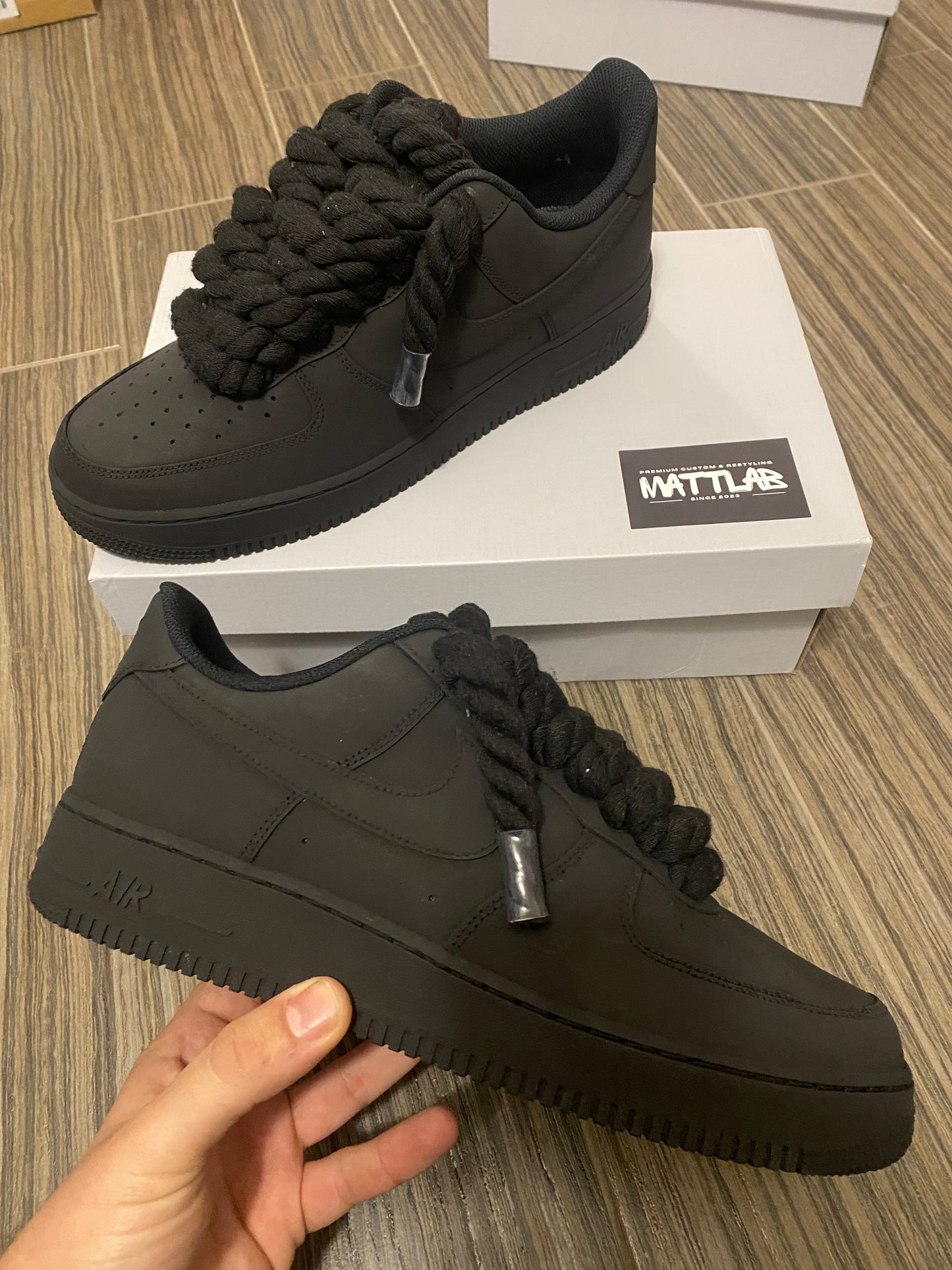 Airforce One Black Matte Rope Laces