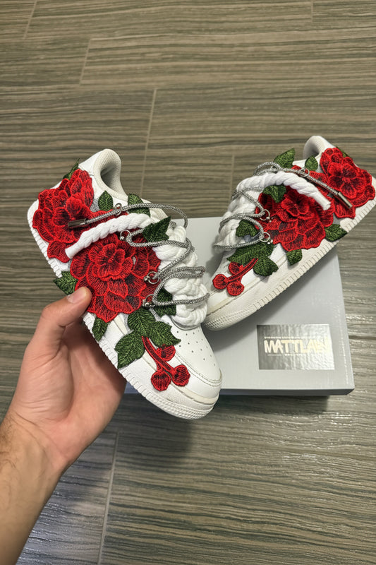 Airforce 1 Red Rose Swarovski White 🌹✨
