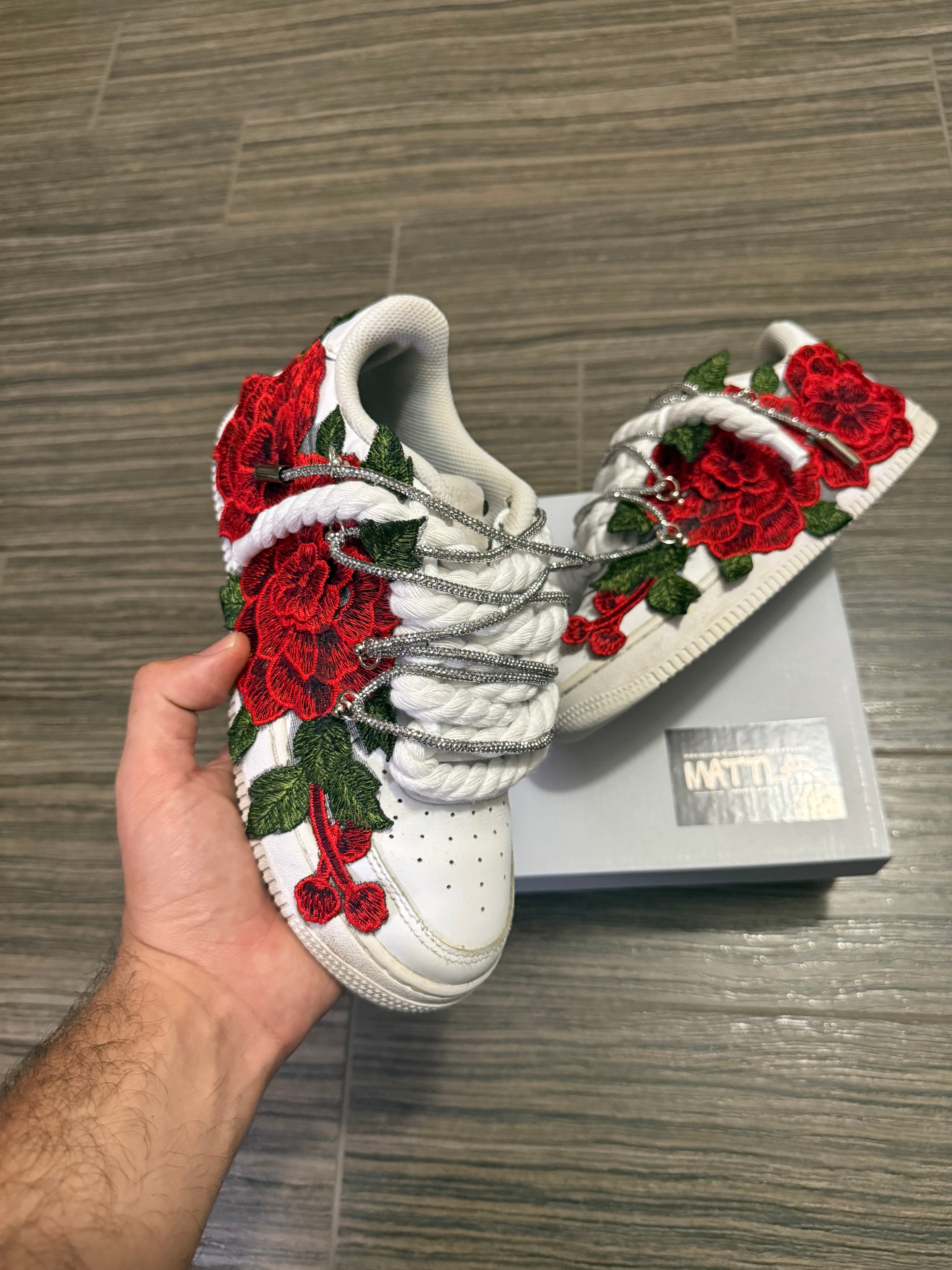 Airforce 1 Red Rose Swarovski White 🌹✨