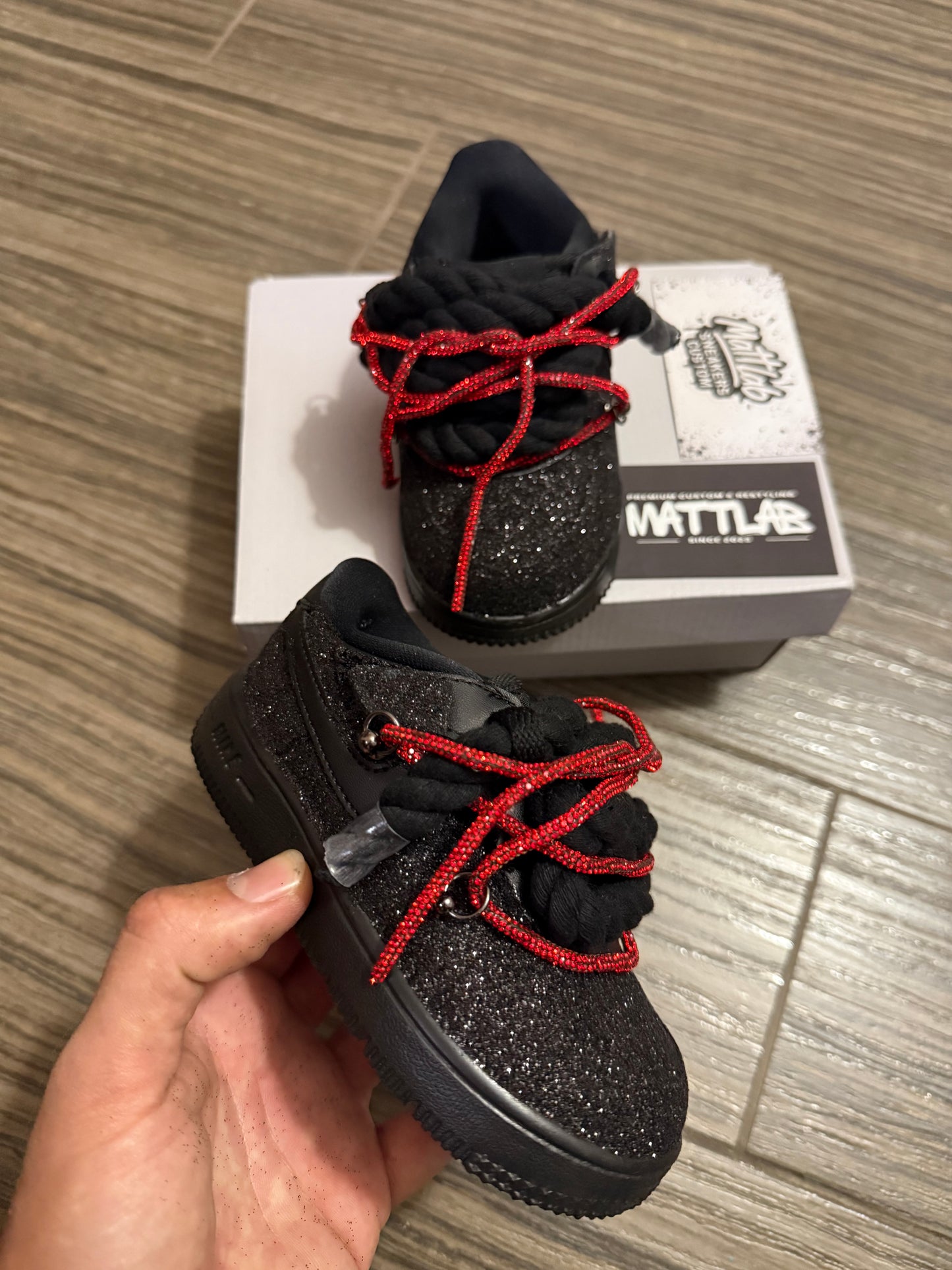 Airforce 1 Baby Glitter Red Overlaces