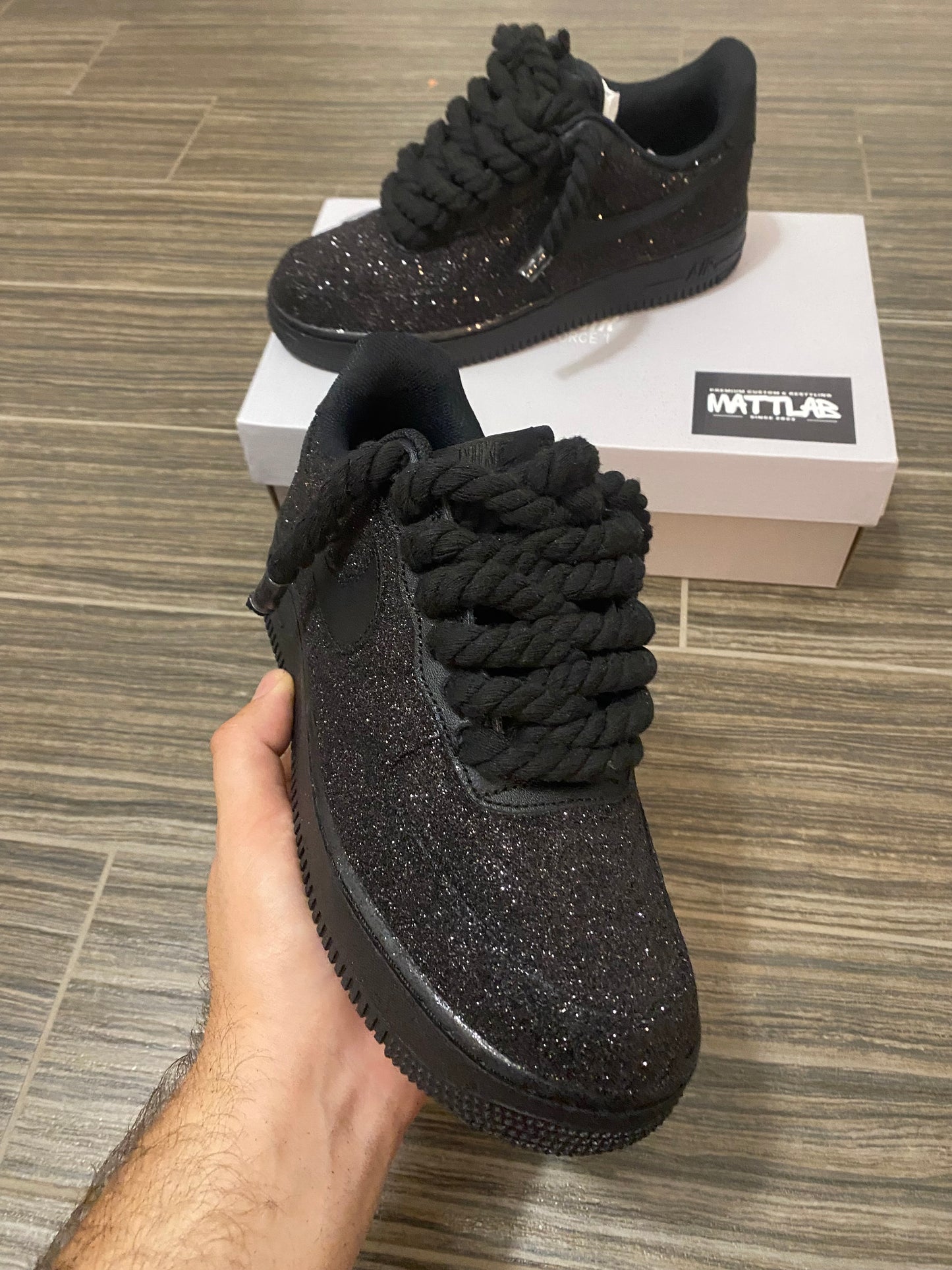 Airforce One Balck Glitter Rope Laces