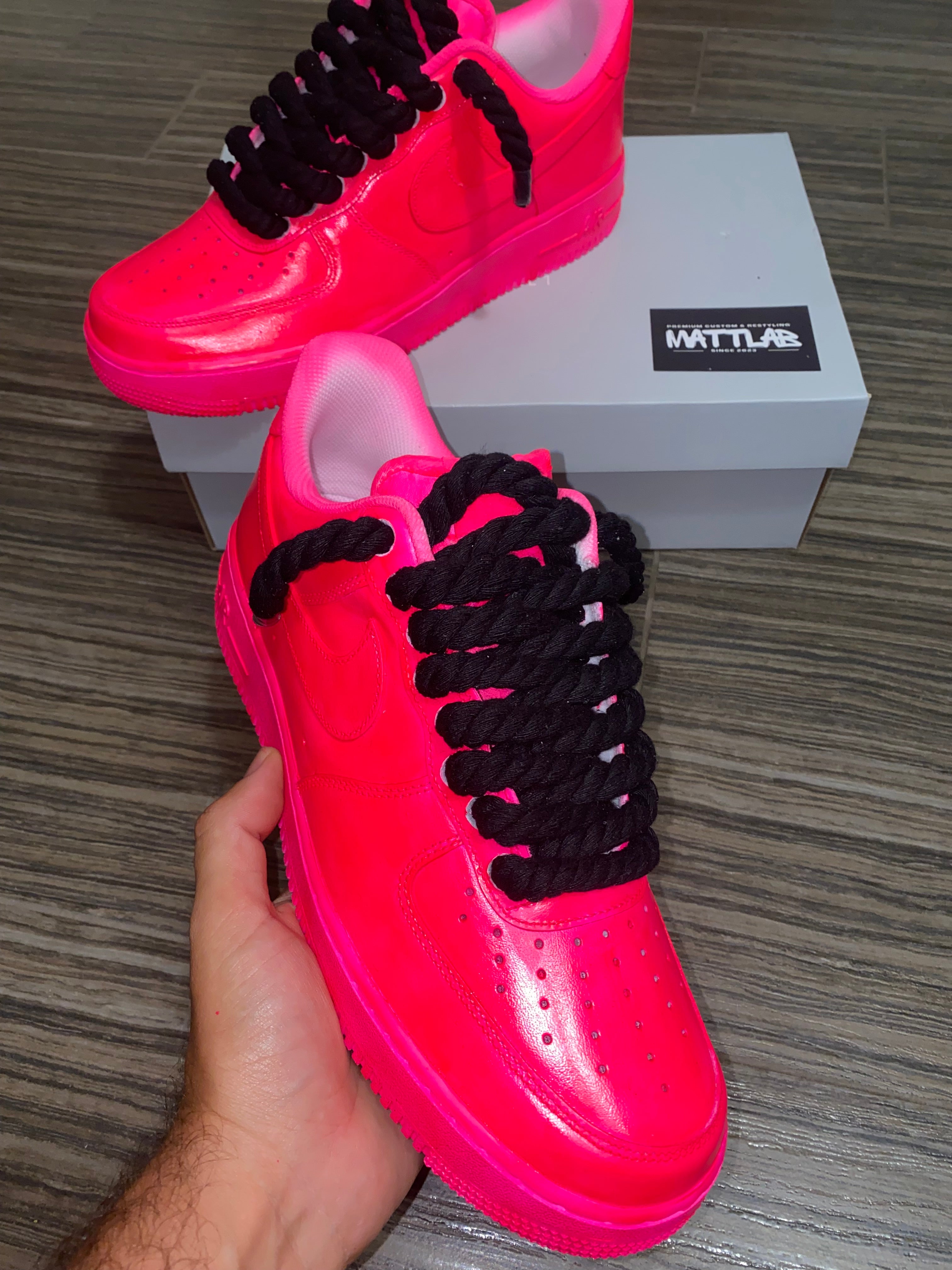 💖 Airforce 1 Pink Flare Rope laces Black ⚡️🖤