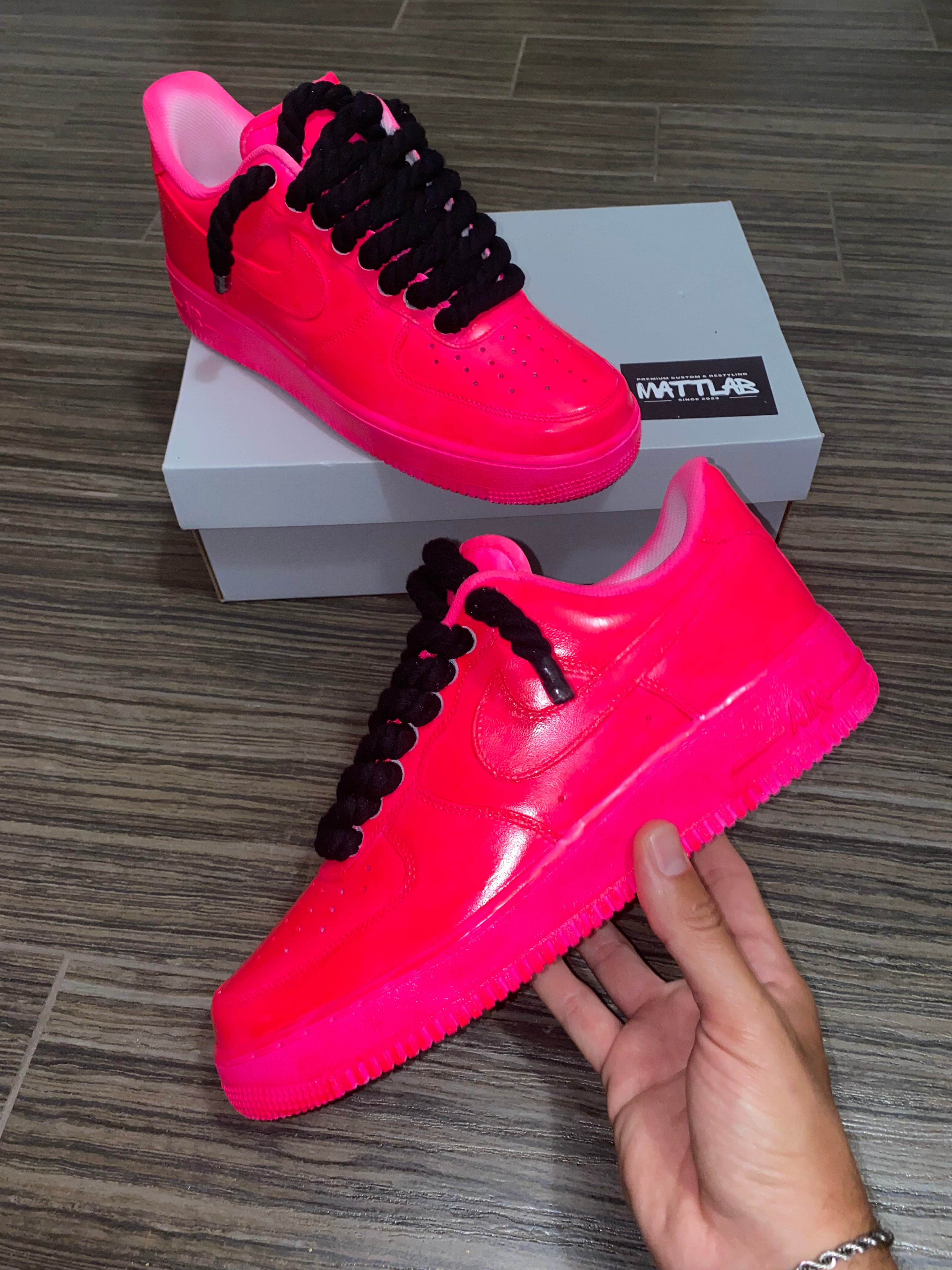 💖 Airforce 1 Pink Flare Rope laces Black ⚡️🖤