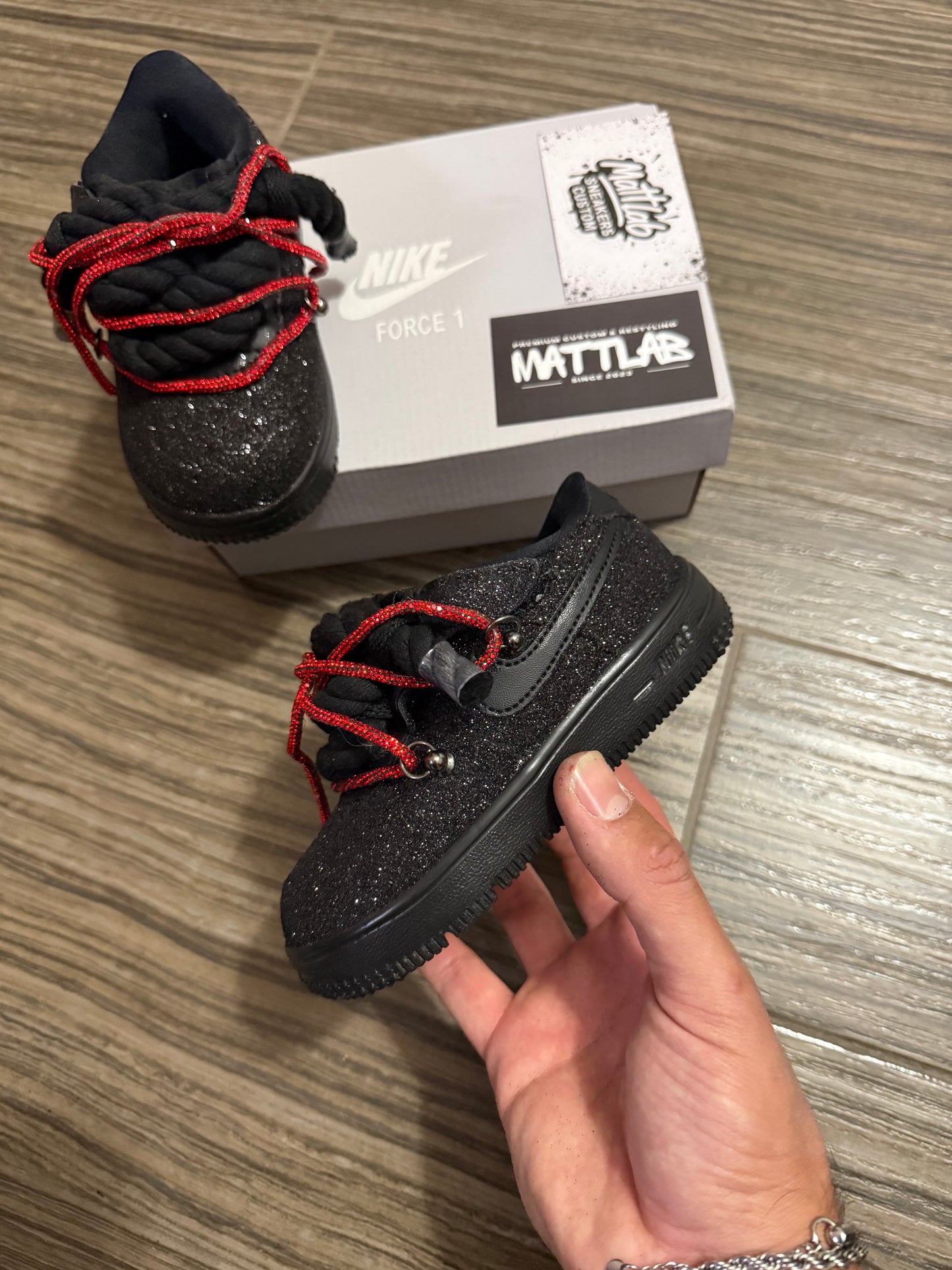 Airforce 1 Baby Glitter Red Overlaces