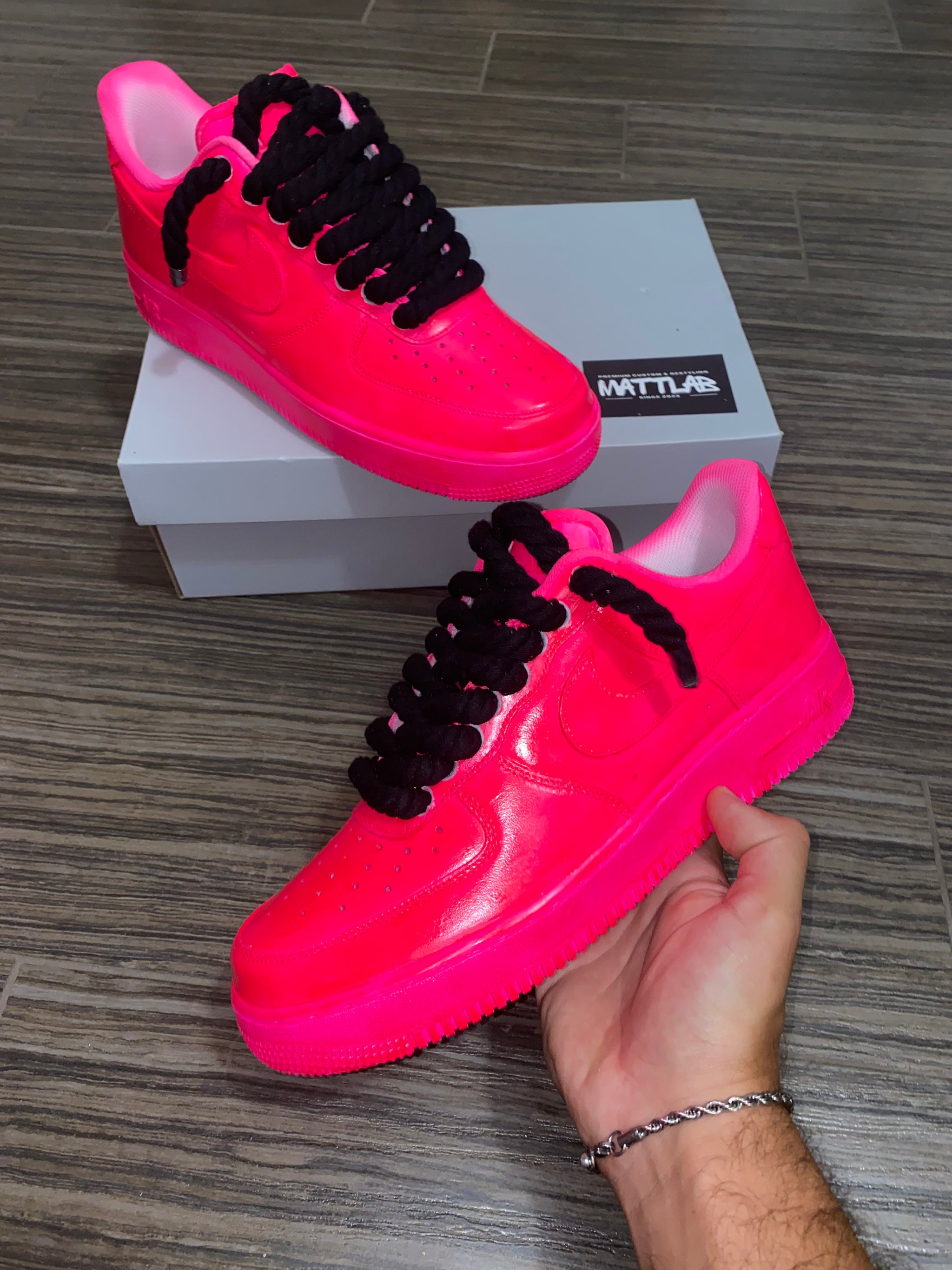 💖 Airforce 1 Pink Flare Rope laces Black ⚡️🖤