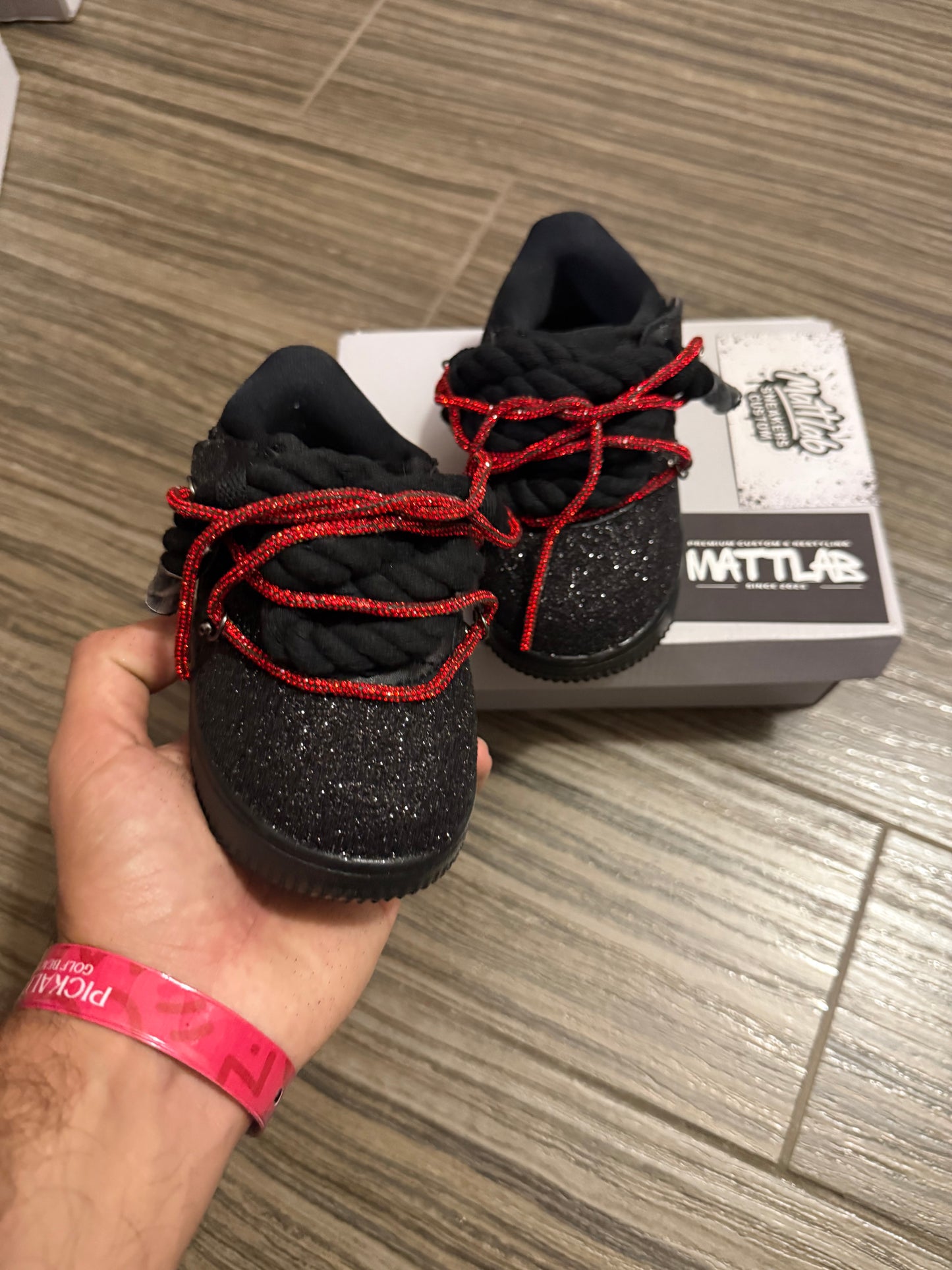 Airforce 1 Baby Glitter Red Overlaces