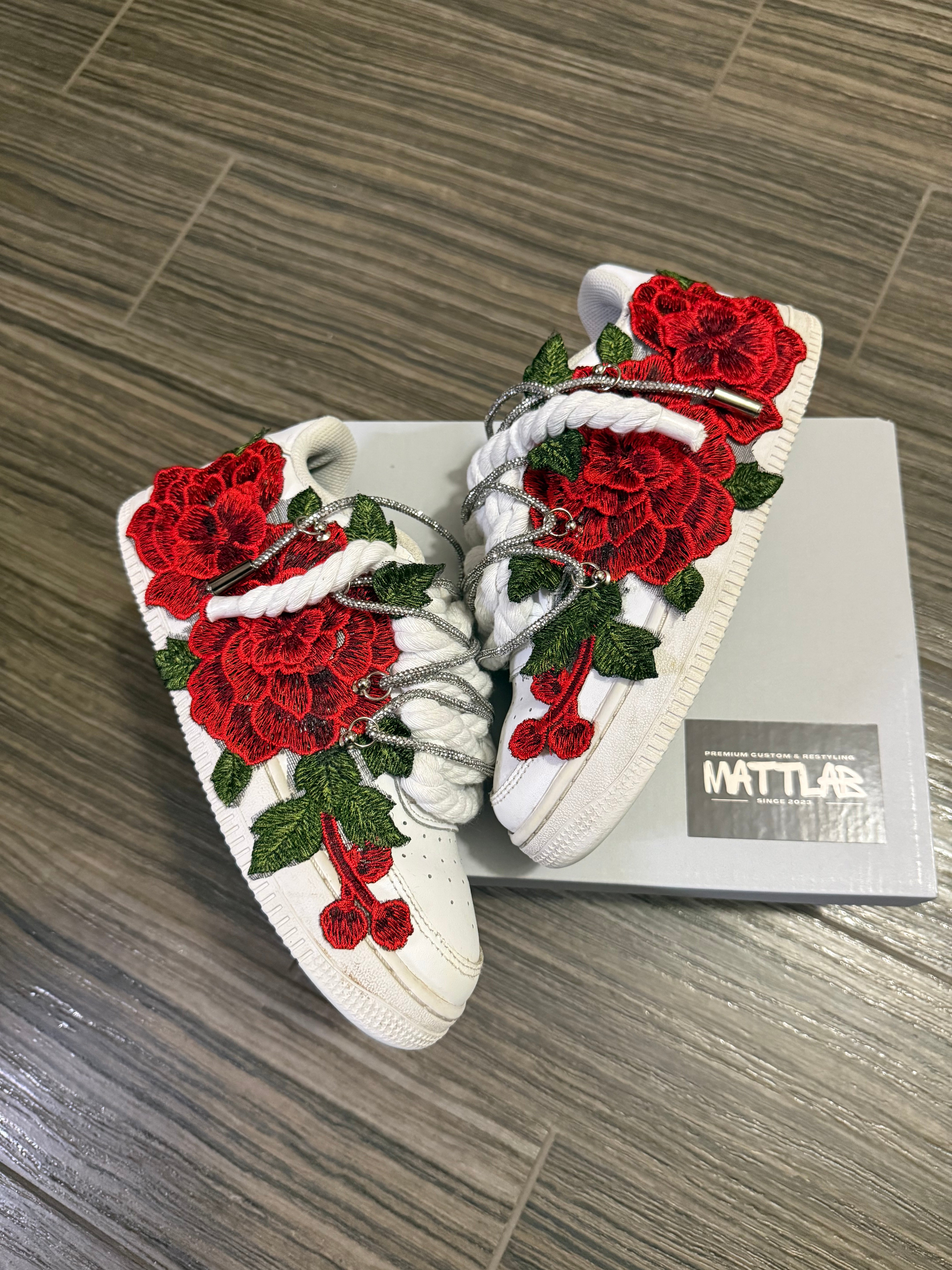 Airforce 1 Red Rose Swarovski White 🌹✨