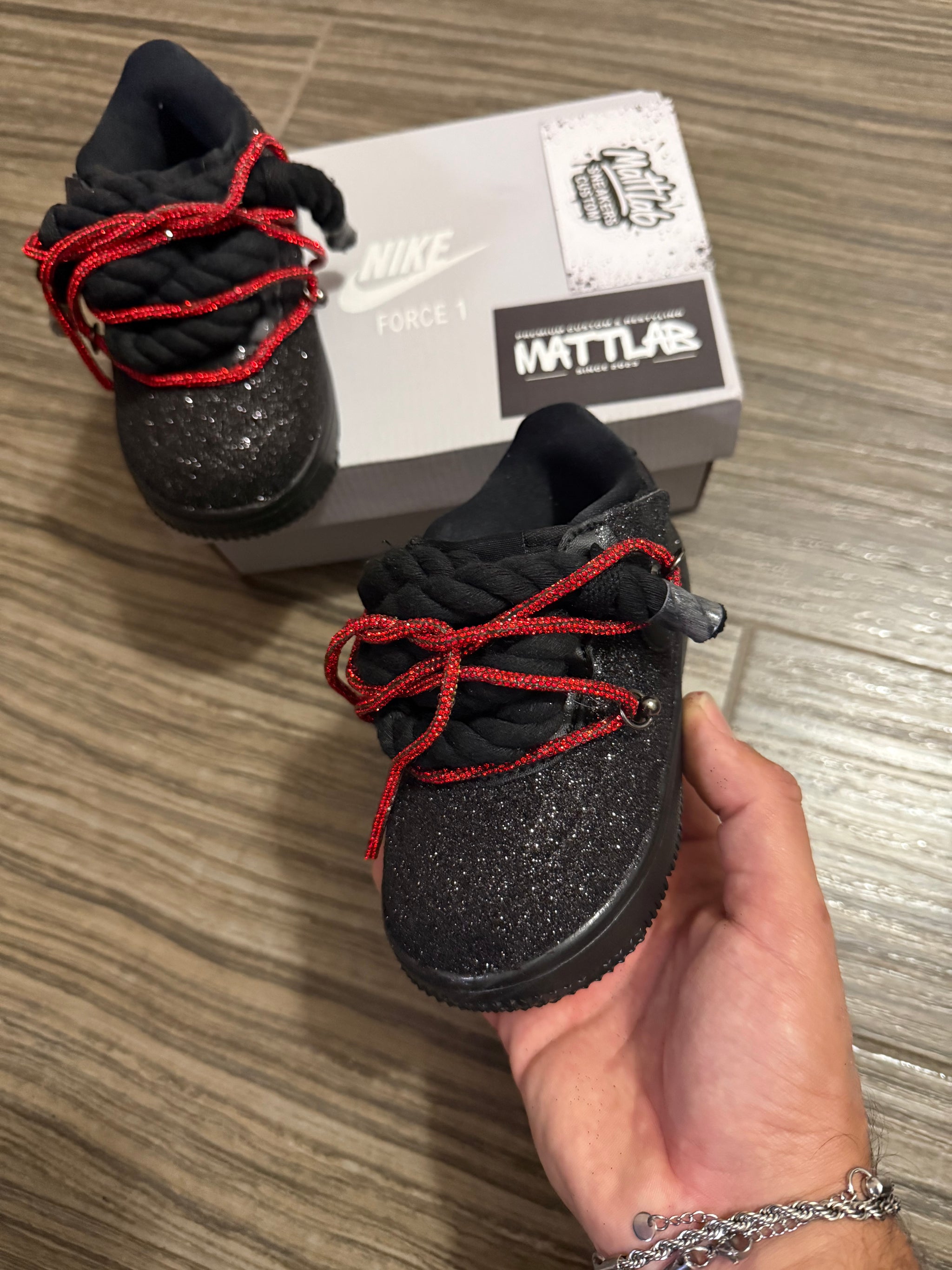 Airforce 1 Baby Glitter Red Overlaces