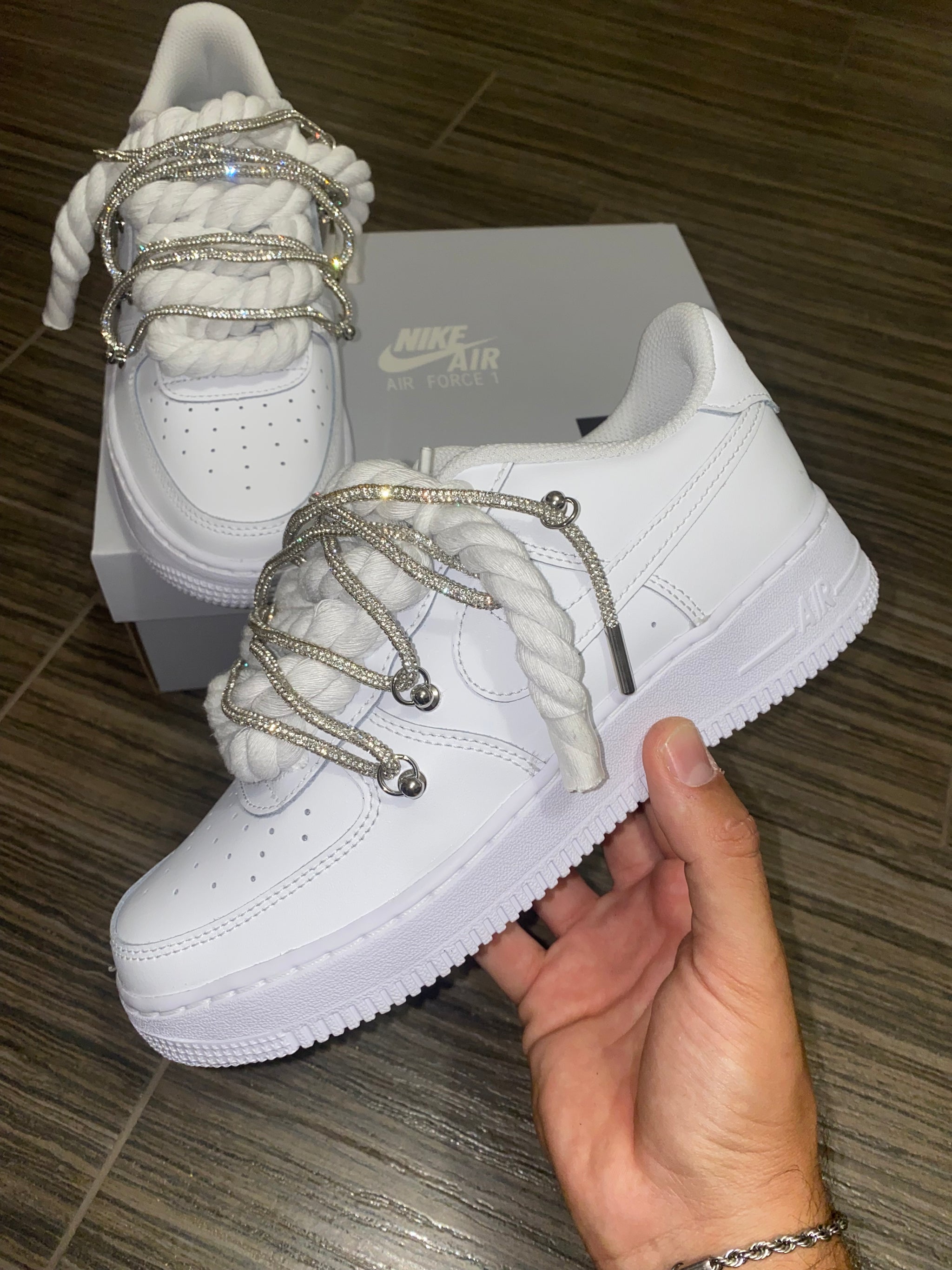 🤍✨ Air Force 1 Custom “Swaroski Rope” 💎
