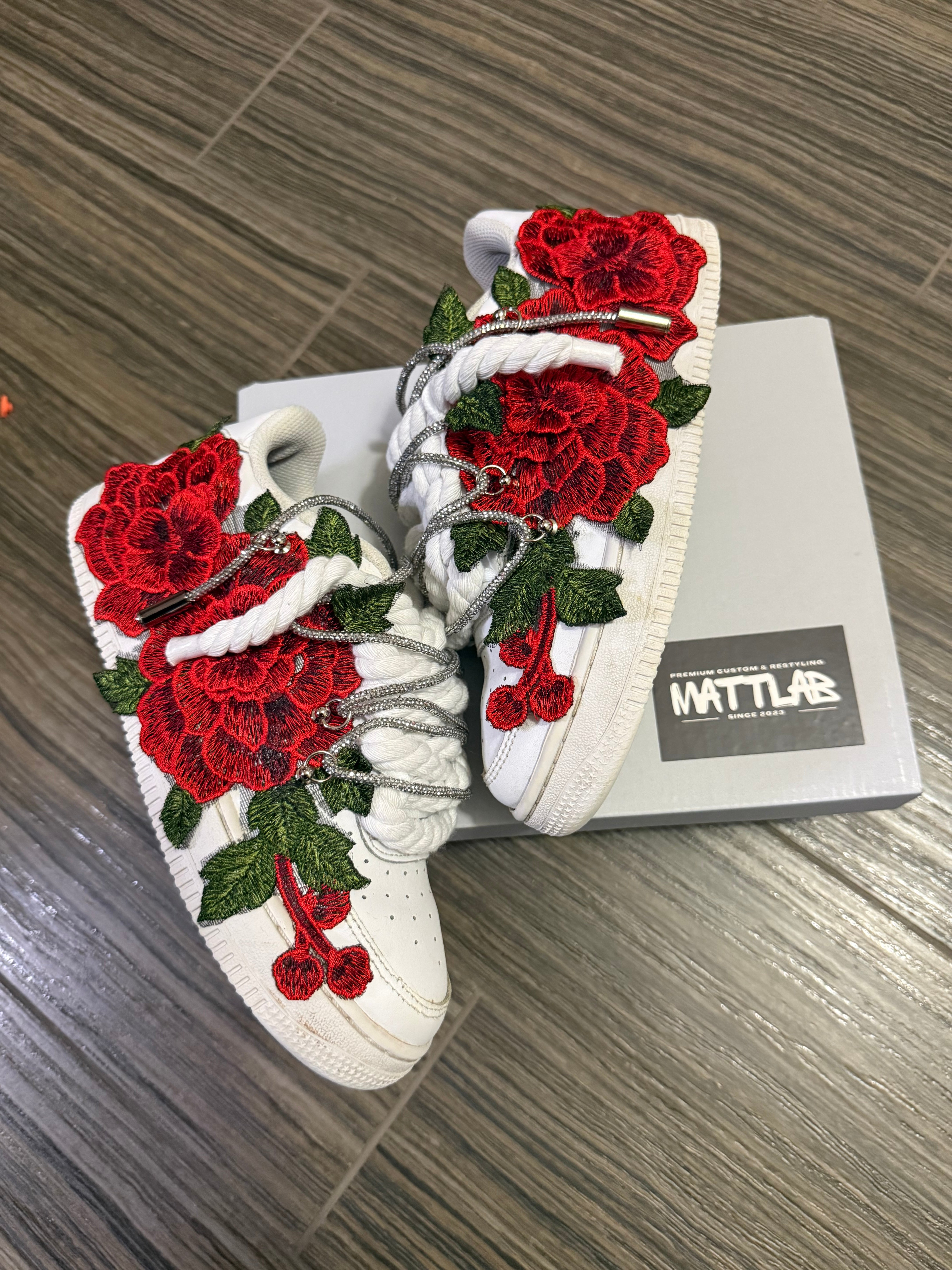 Airforce 1 Red Rose Swarovski White 🌹✨