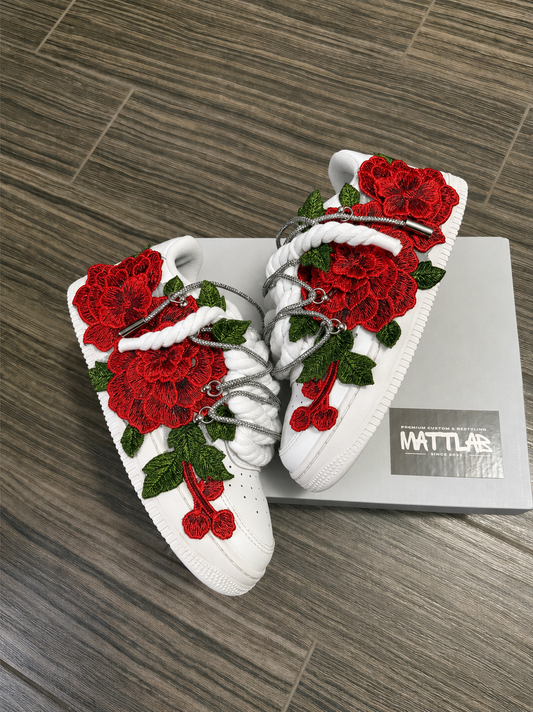 Airforce 1 Red Rose Swarovski White 🌹✨
