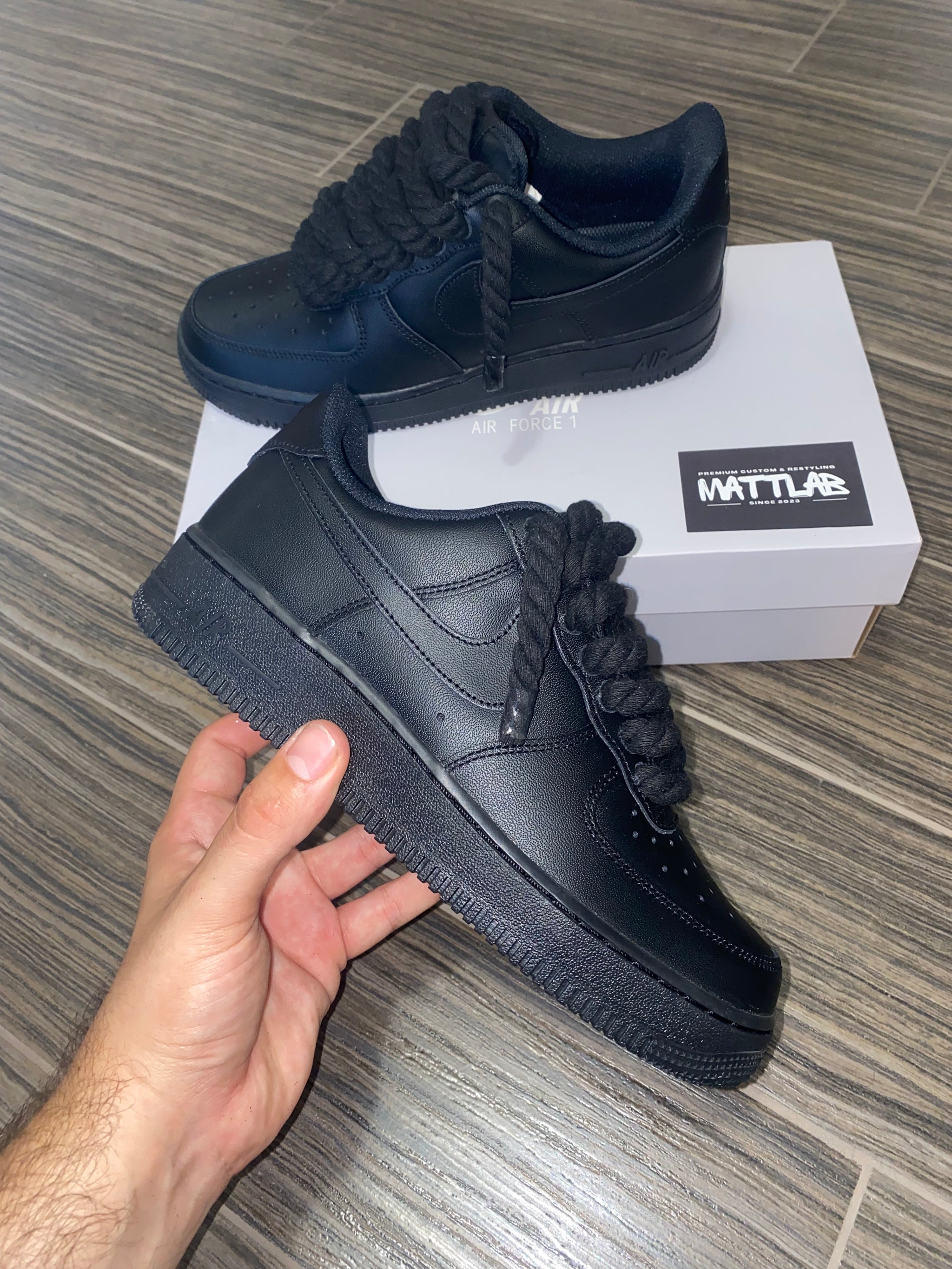 ⚫️ Air Force 1 Custom “Black Rope” 🪢