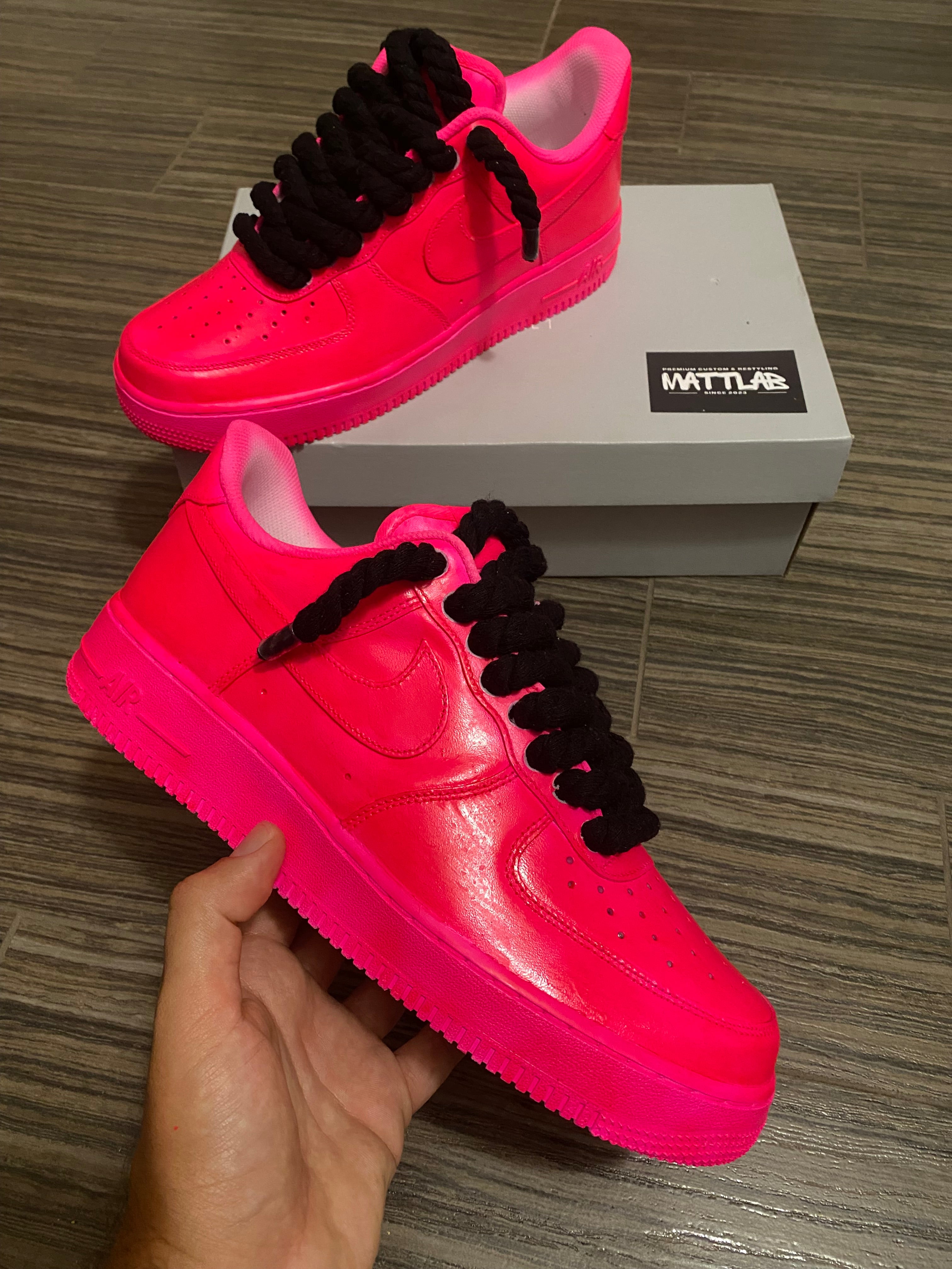 💖 Airforce 1 Pink Flare Rope laces Black ⚡️🖤