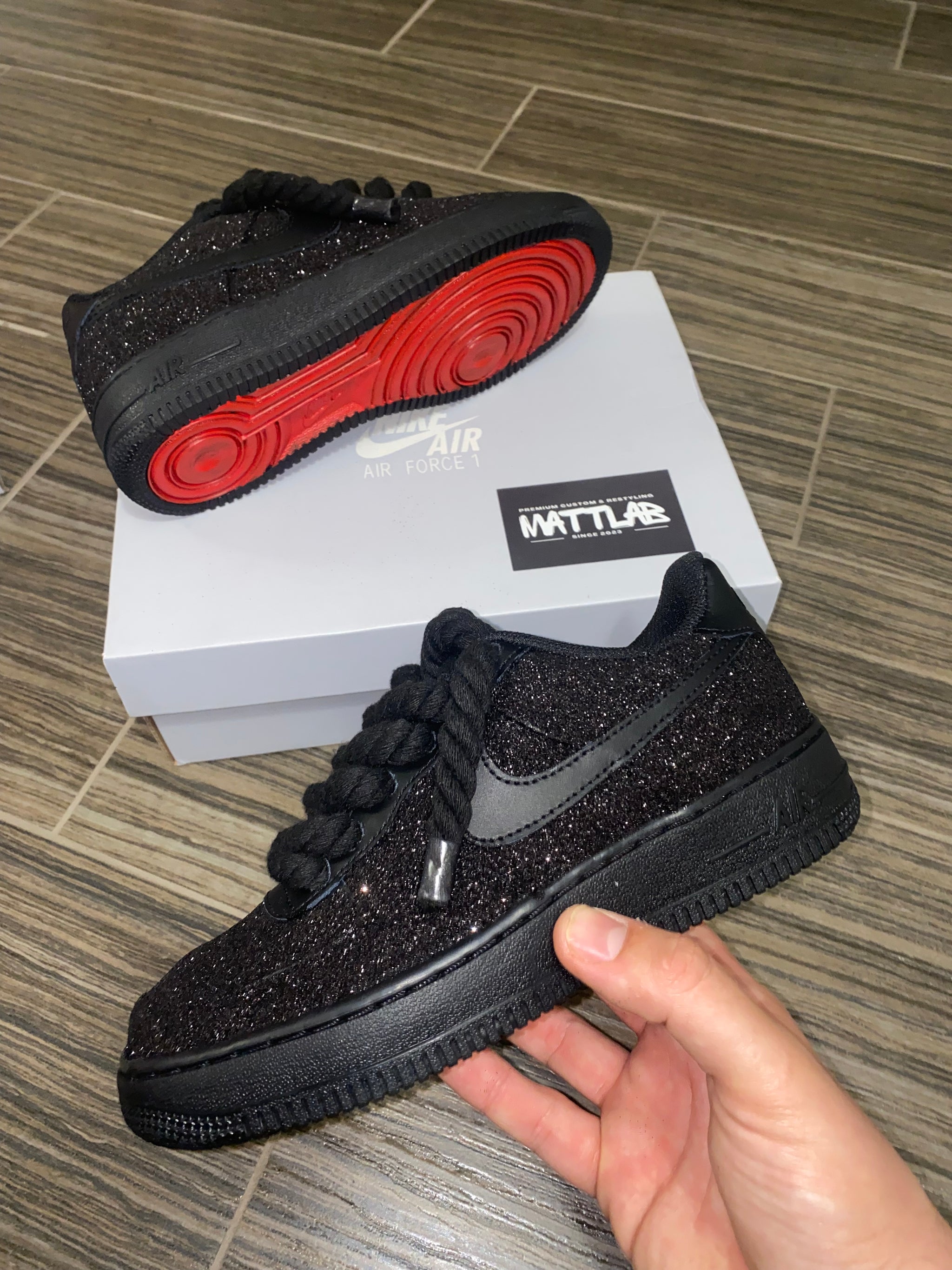Air Force 1 Glitter Suola Rossa