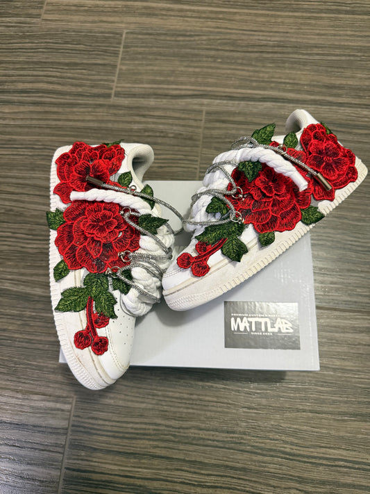 Airforce 1 Red Rose Swarovski White 🌹✨
