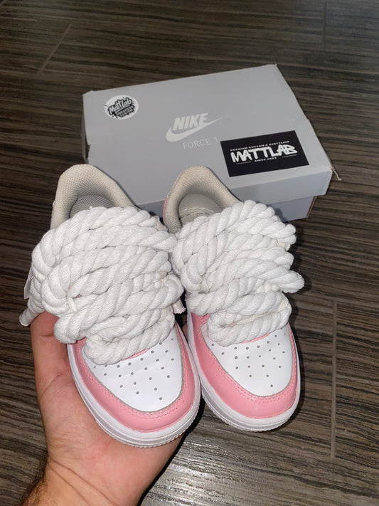 🎀 Air Force 1 Custom “Pink Touch – Kids Edition” 👟