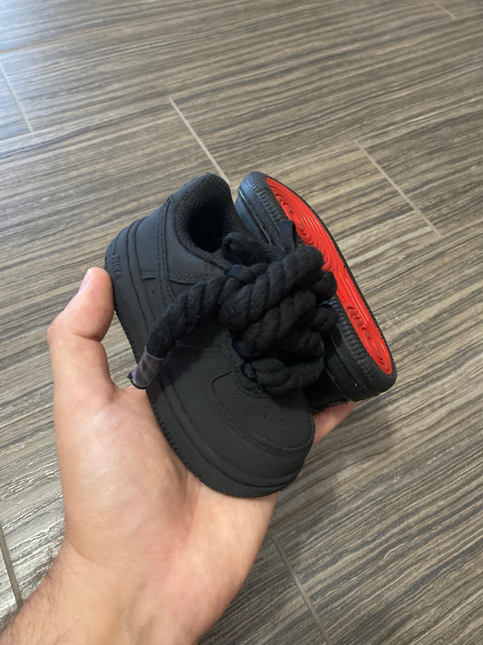 🖤 Air Force 1 Baby Custom “Shadow Flame” 🔴