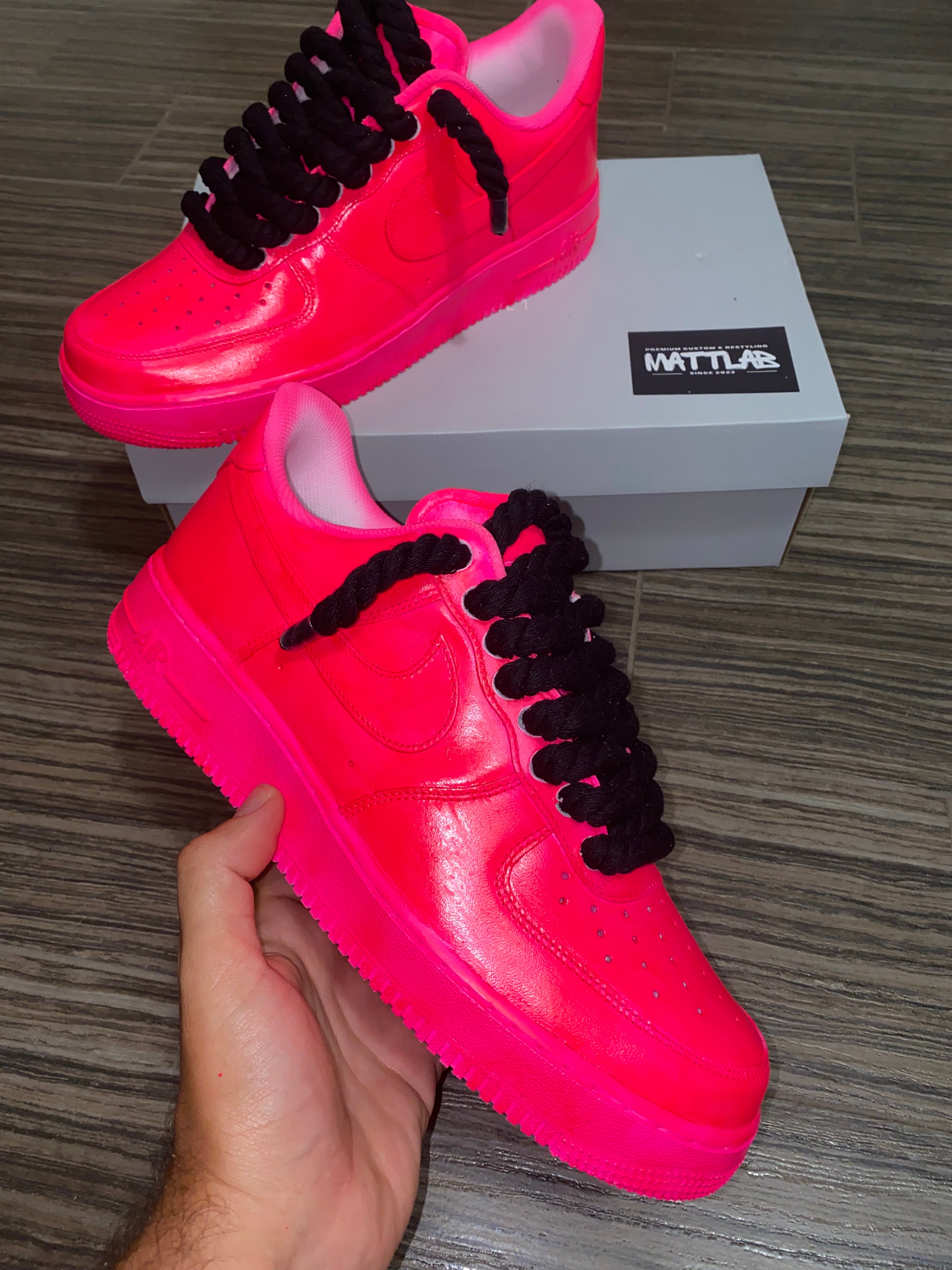 💖 Airforce 1 Pink Flare Rope laces Black ⚡️🖤