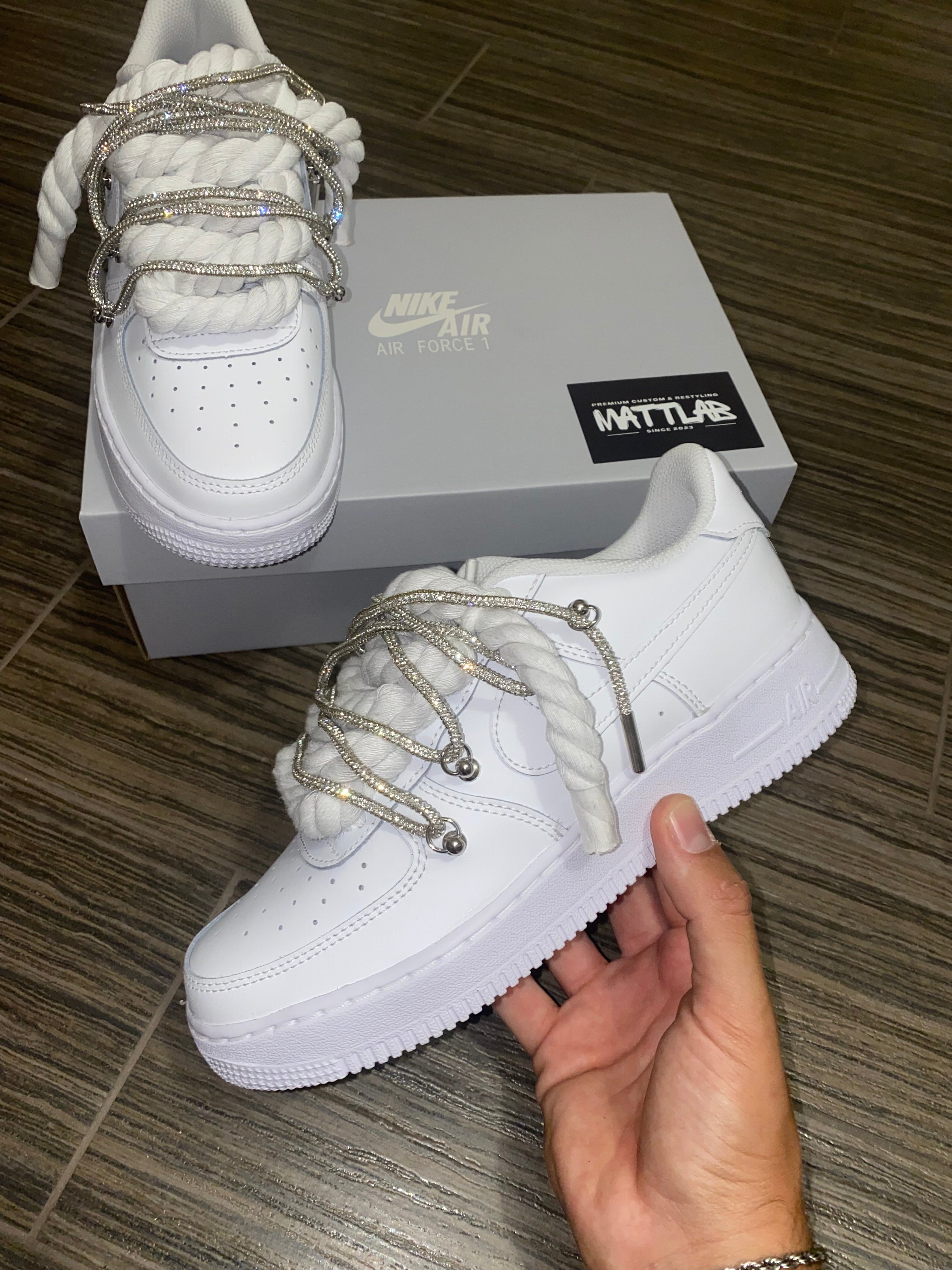 🤍✨ Air Force 1 Custom “Swaroski Rope” 💎