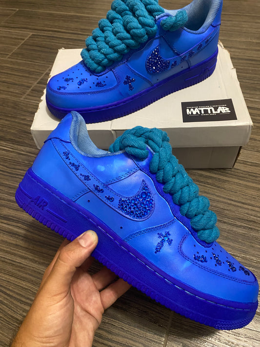 🔷 Air Force 1 Custom “Blue Diamond Faith” ✨