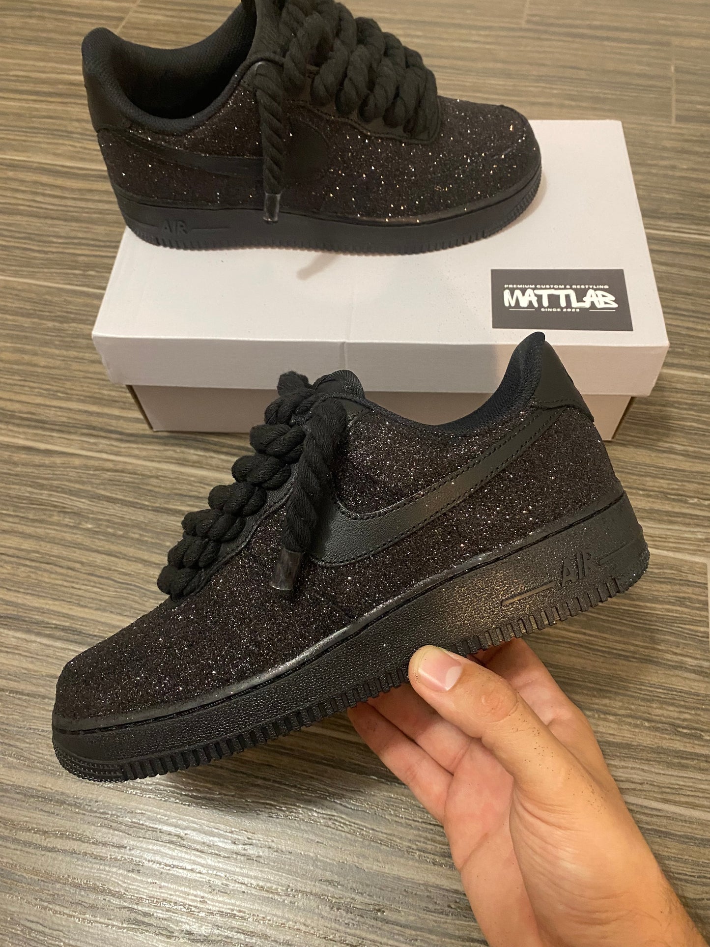 Airforce One Balck Glitter Rope Laces
