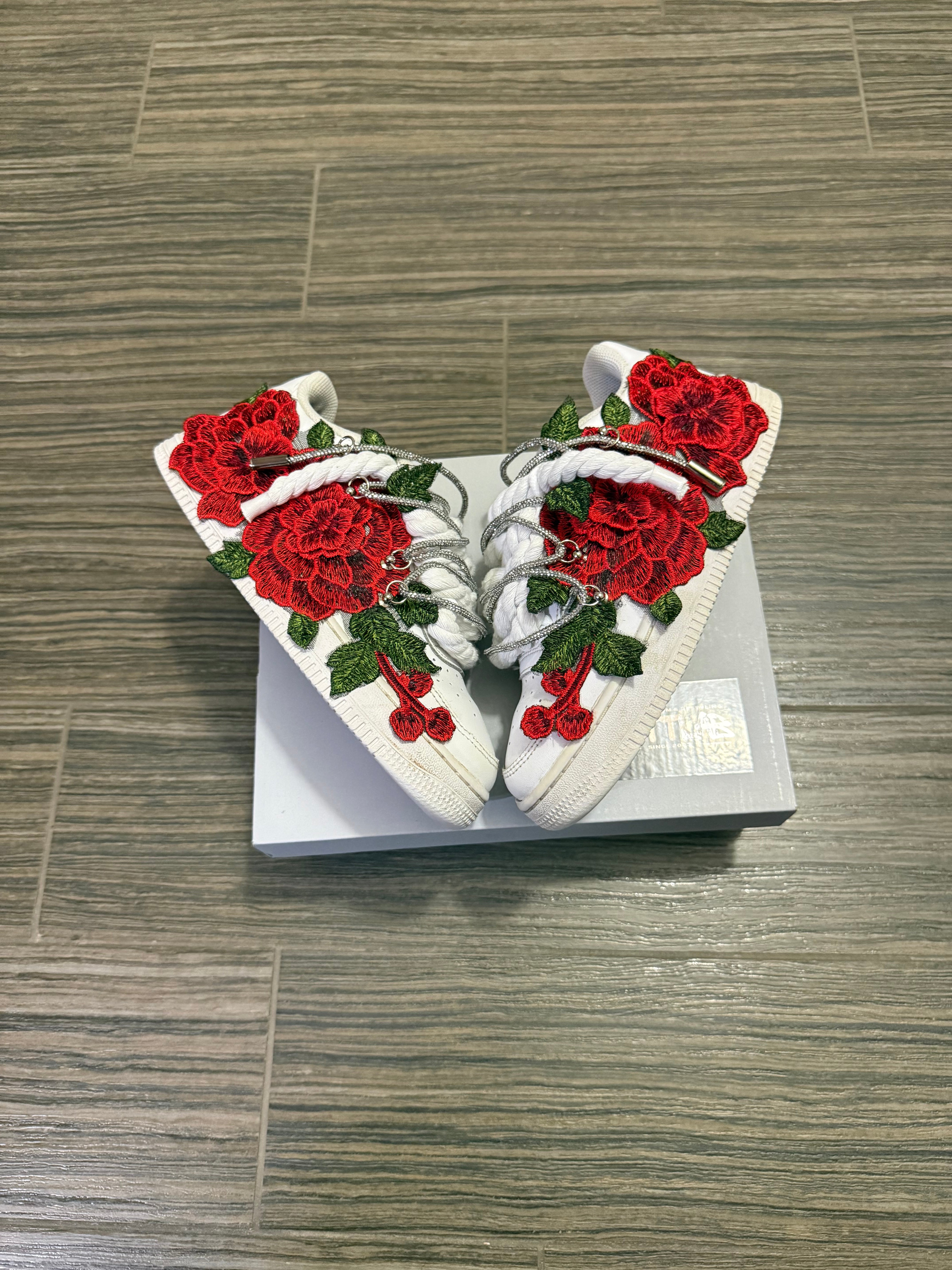 Airforce 1 Red Rose Swarovski White 🌹✨