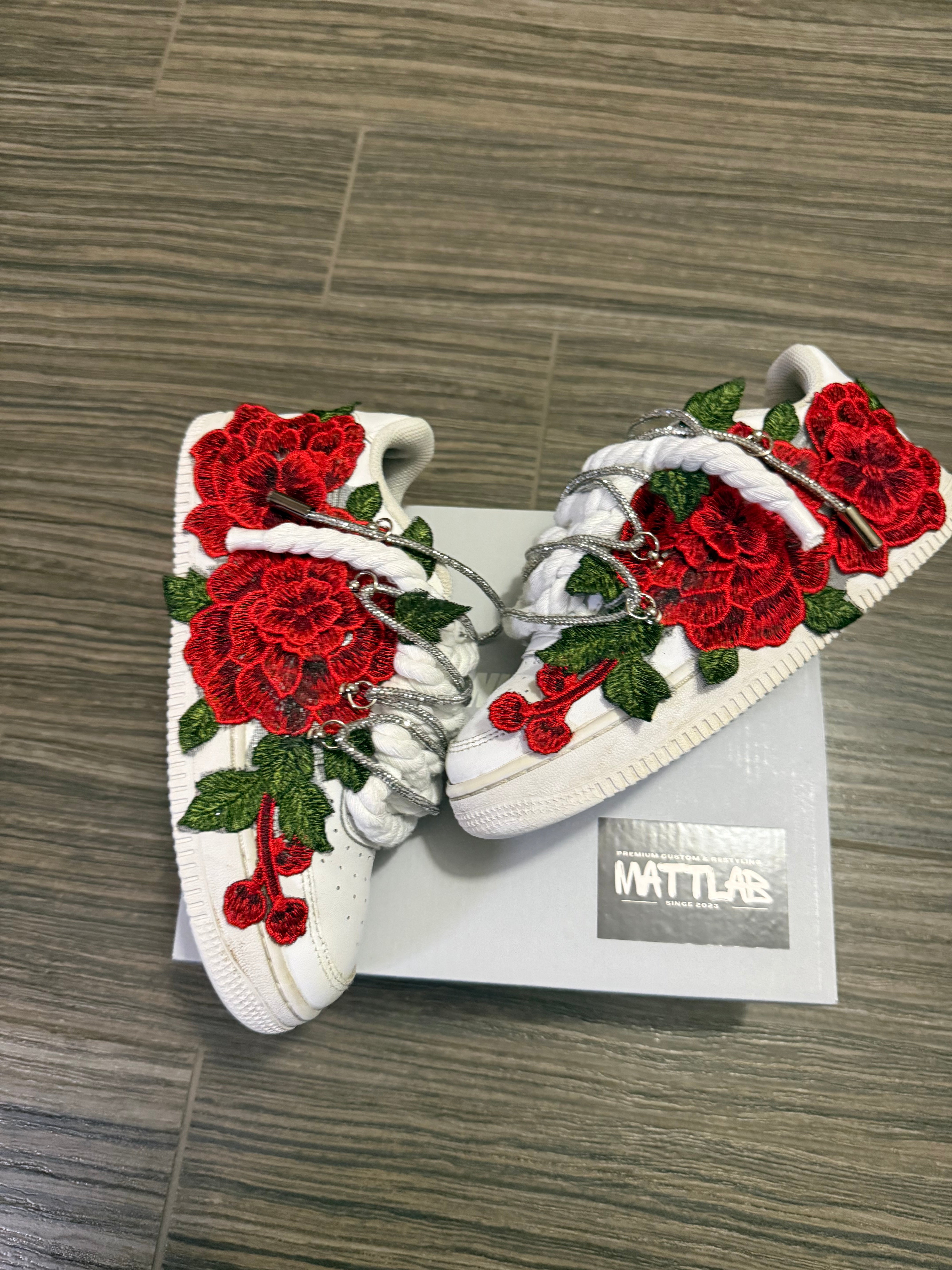 Airforce 1 Red Rose Swarovski White 🌹✨