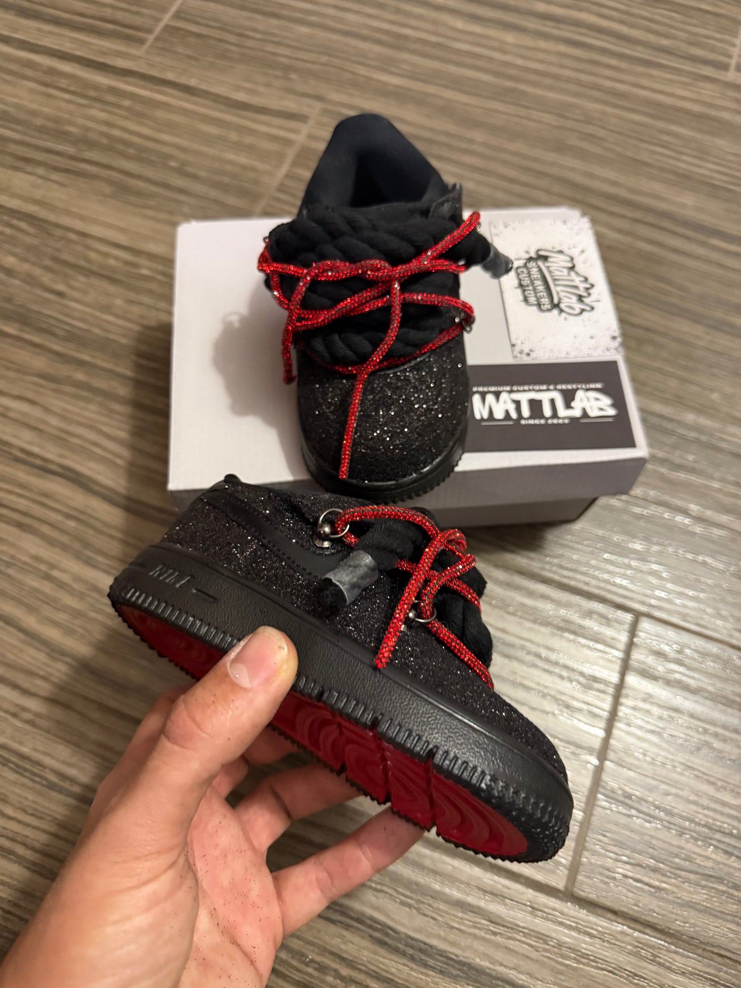 Airforce 1 Baby Glitter Red Overlaces