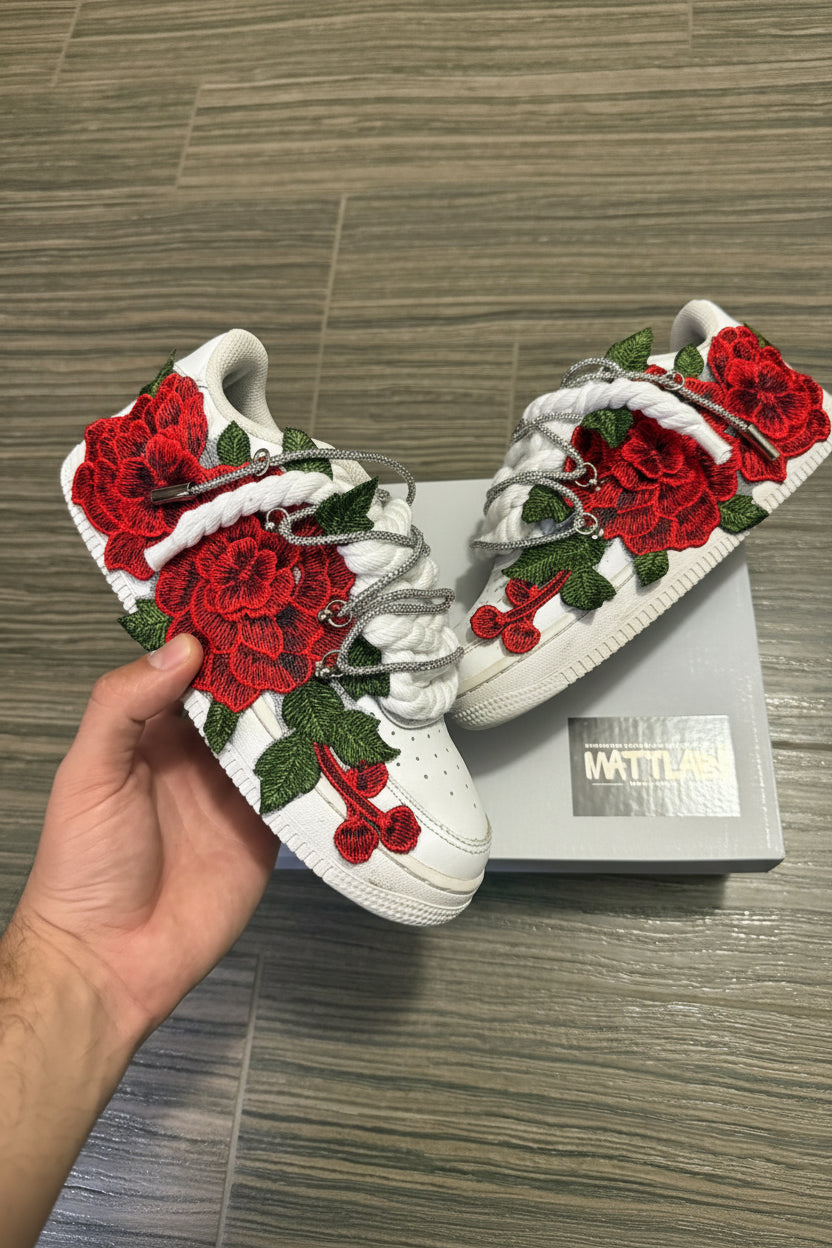 Airforce 1 Red Rose Swarovski White 🌹✨