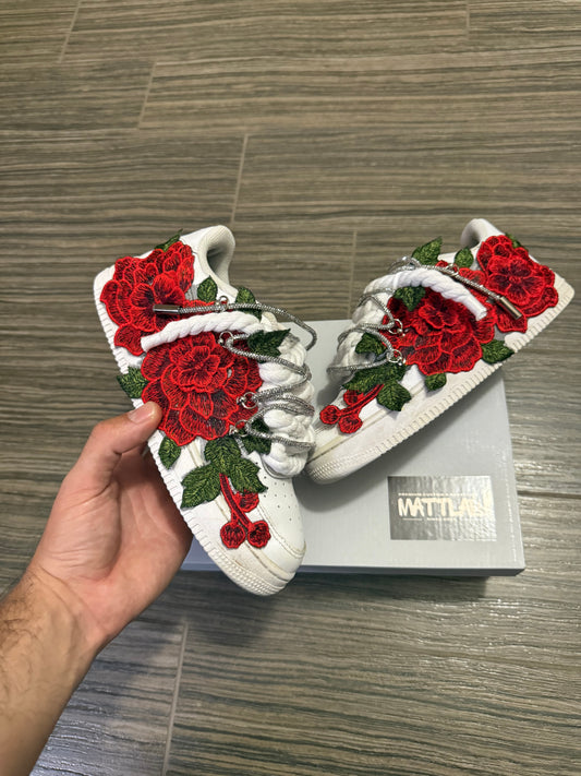 Airforce 1 Red Rose Swarovski White 🌹✨