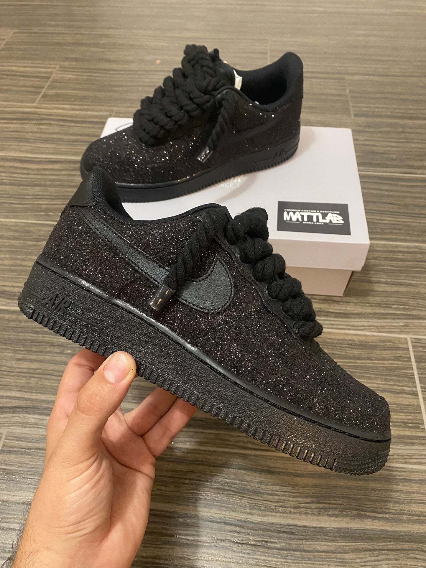 Airforce One Balck Glitter Rope Laces